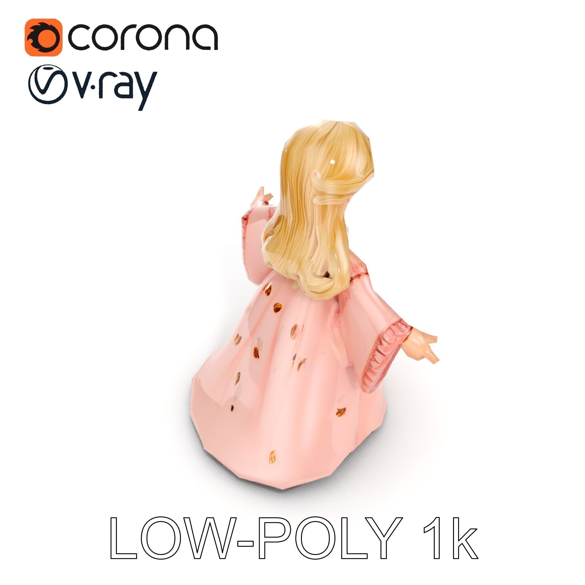 Princess Character Model Rigged and Animated Low-poly 3D model_10