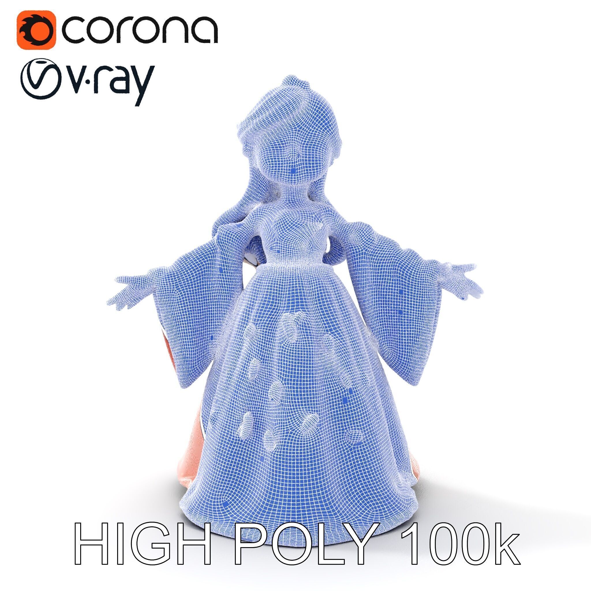 Princess Character Model Rigged and Animated Low-poly 3D model_36