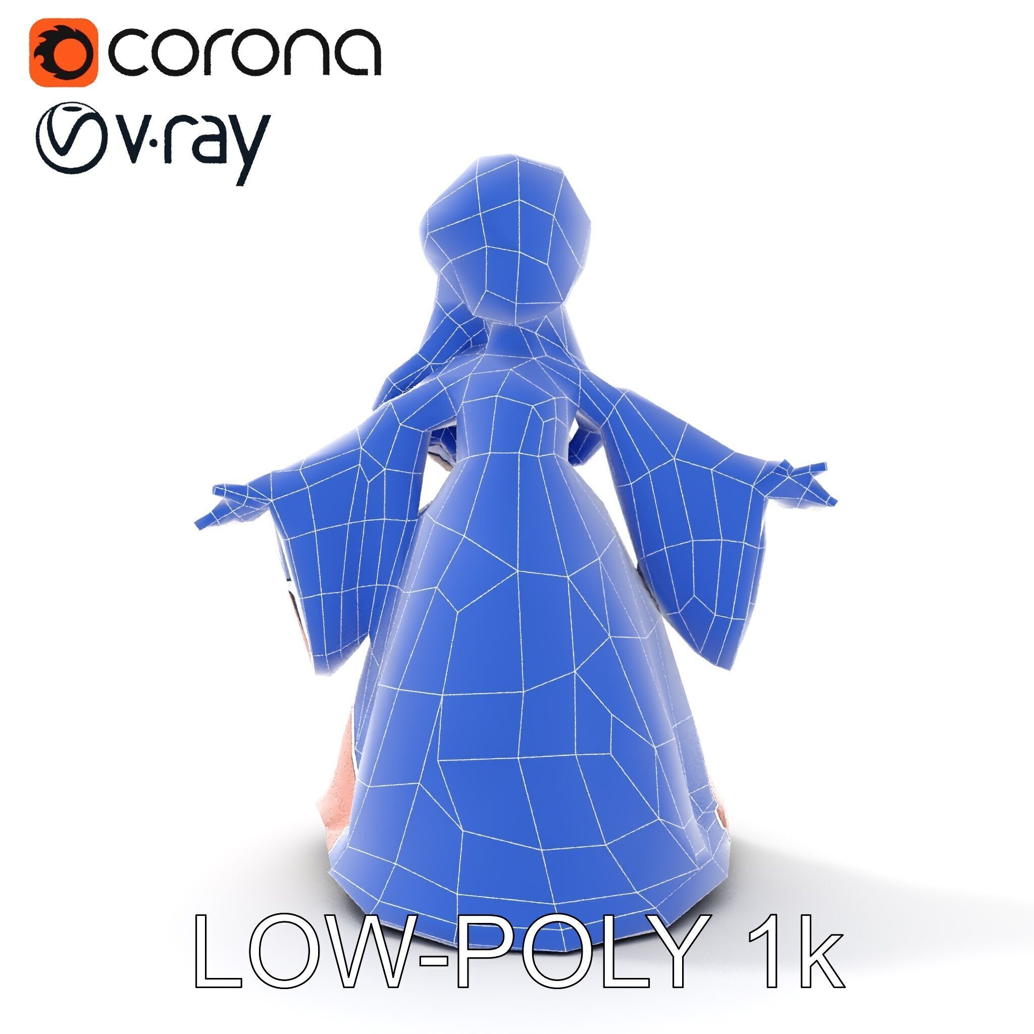 Princess Character Model Rigged and Animated Low-poly 3D model_32