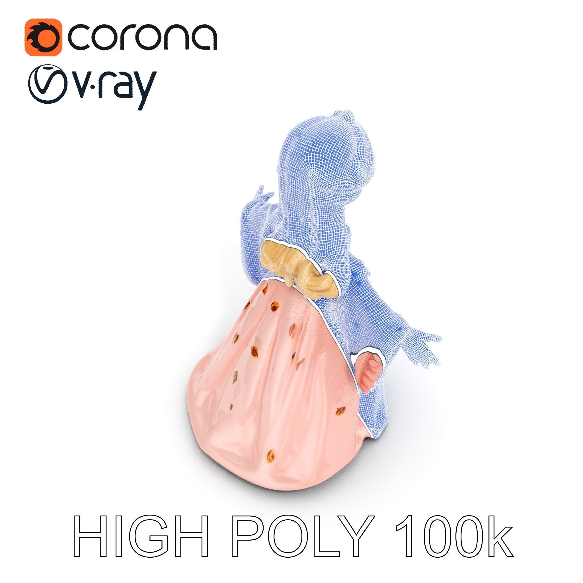 Princess Character Model Rigged and Animated Low-poly 3D model_33