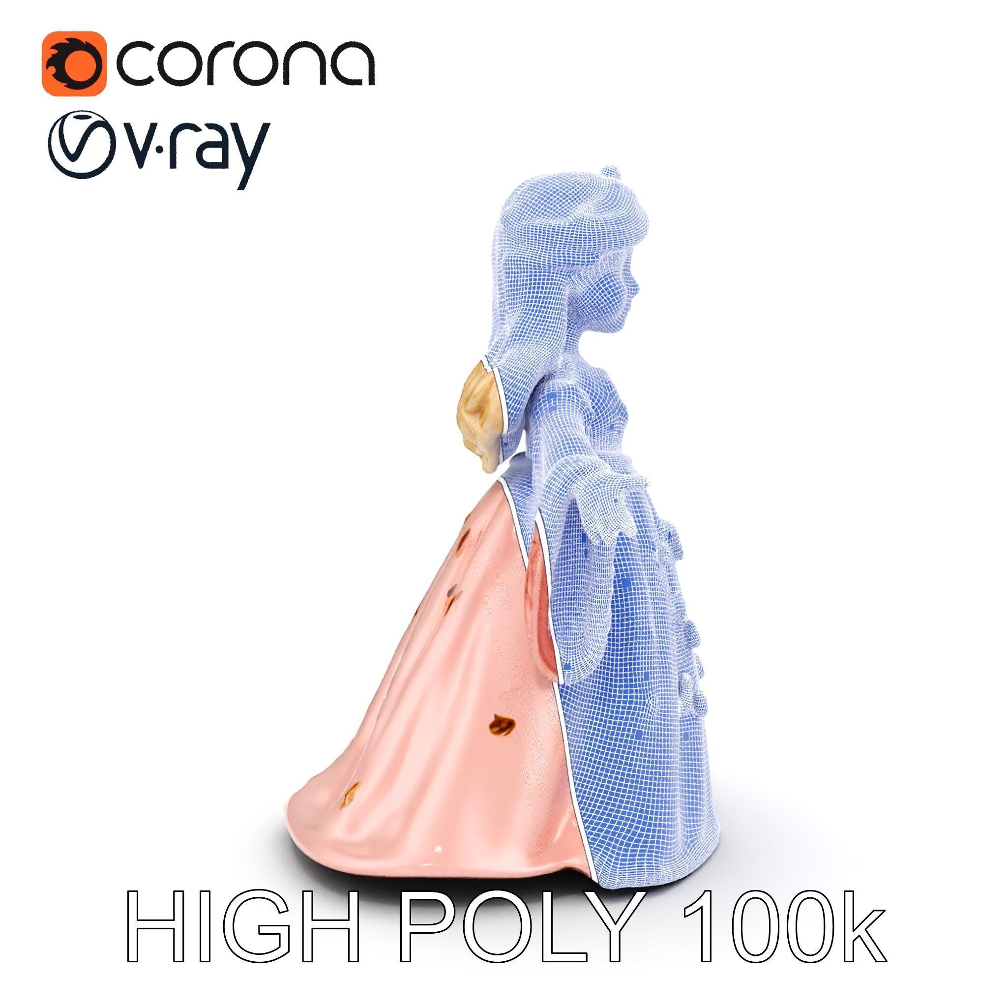 Princess Character Model Rigged and Animated Low-poly 3D model_25
