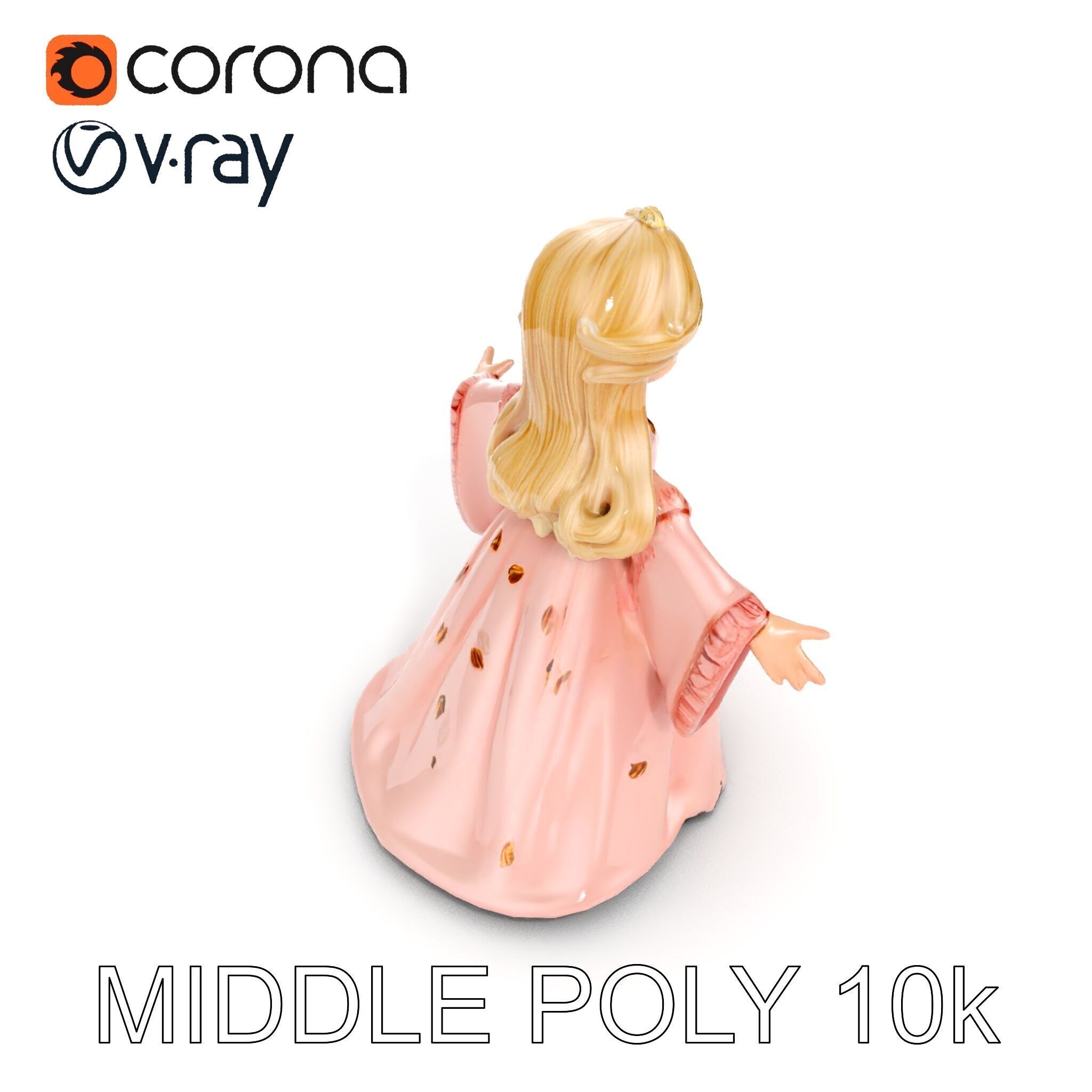 Princess Character Model Rigged and Animated Low-poly 3D model_15
