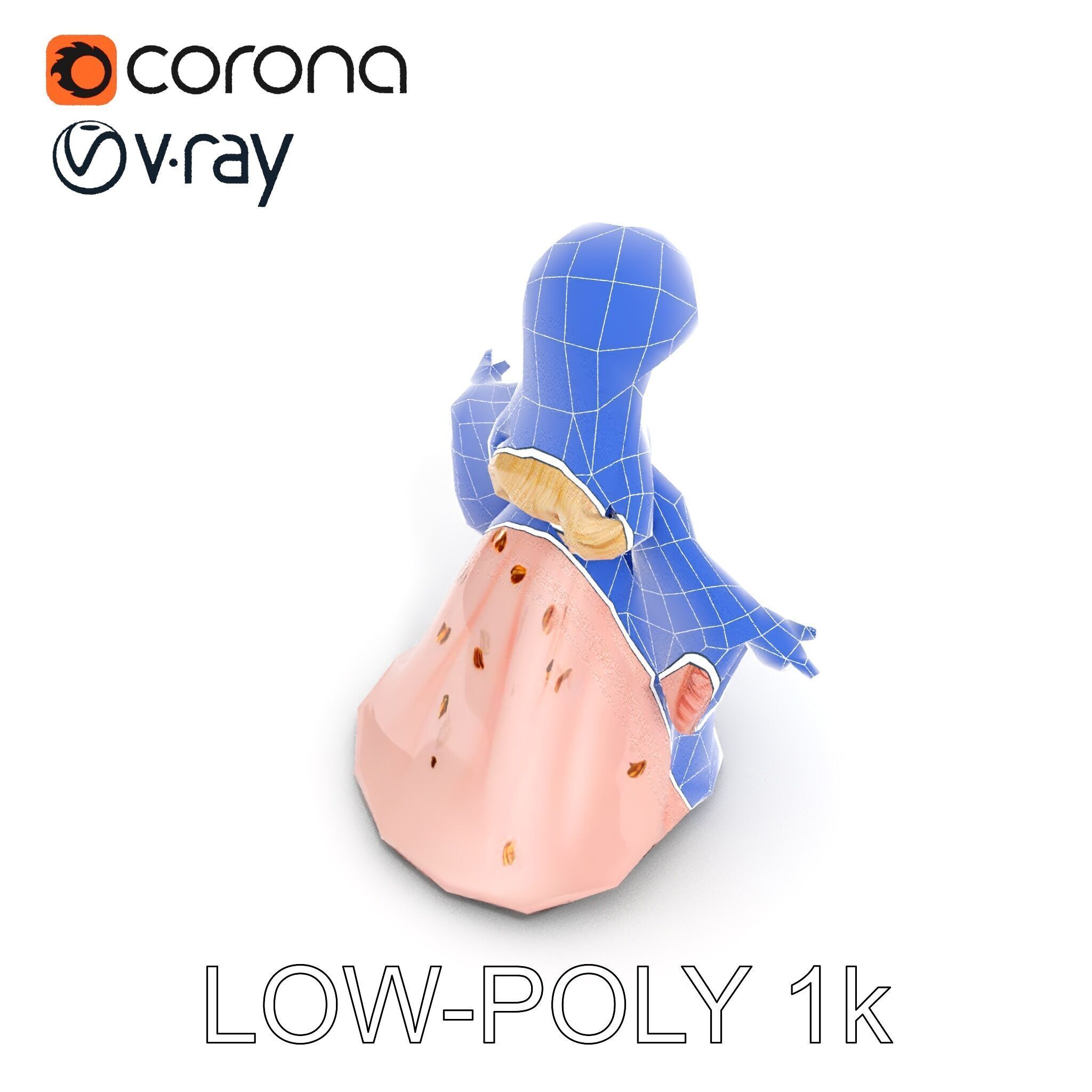 Princess Character Model Rigged and Animated Low-poly 3D model_13