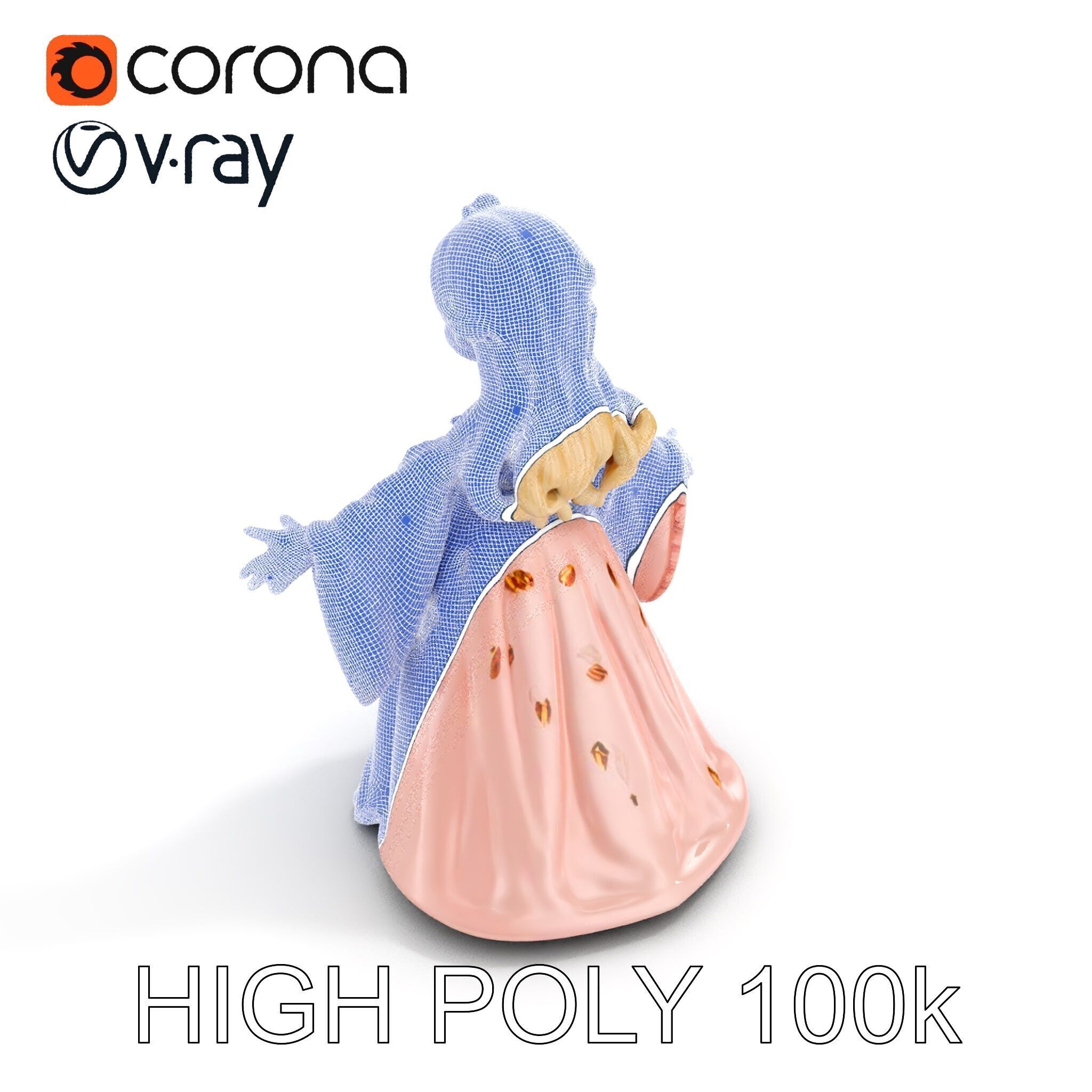 Princess Character Model Rigged and Animated Low-poly 3D model_30