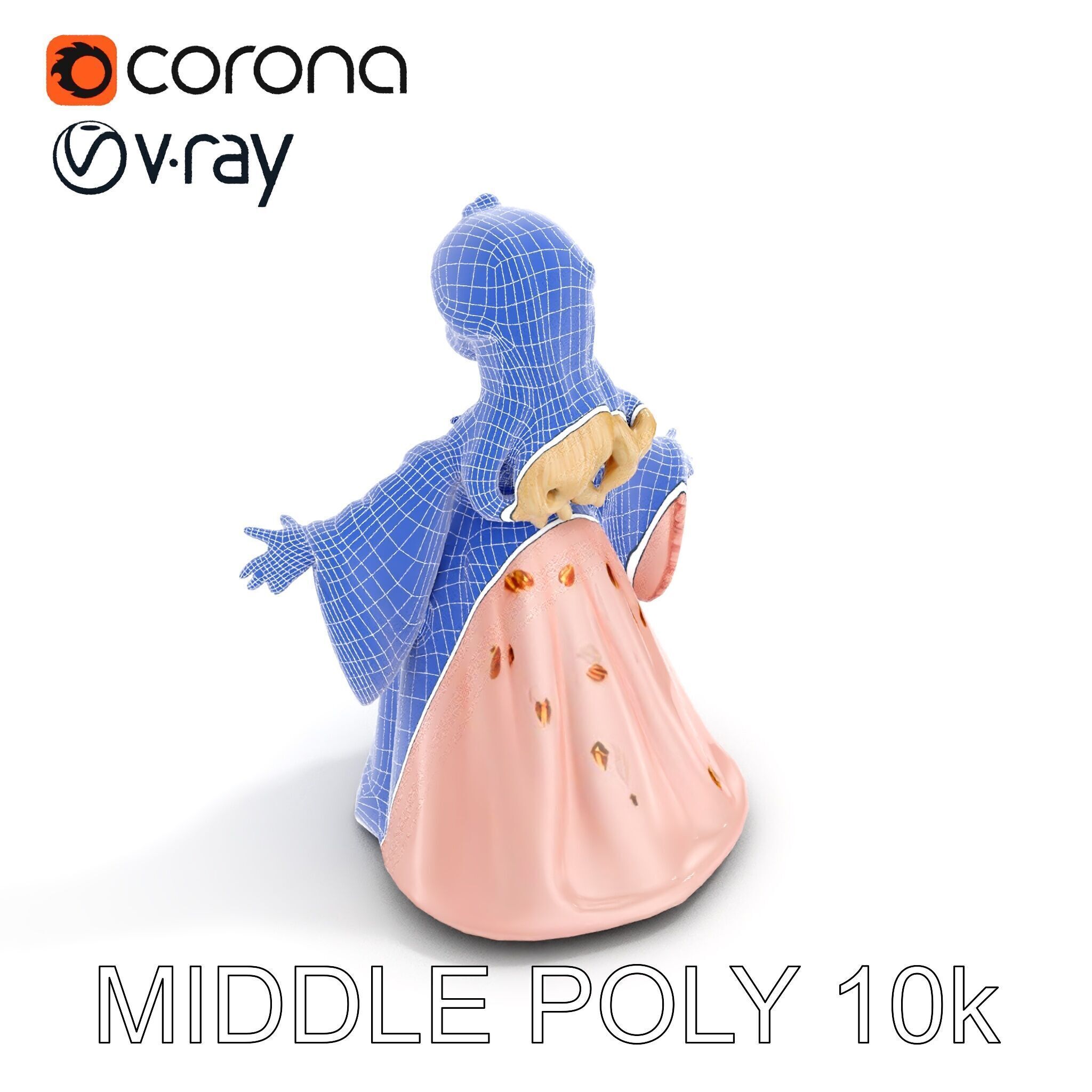 Princess Character Model Rigged and Animated Low-poly 3D model_23