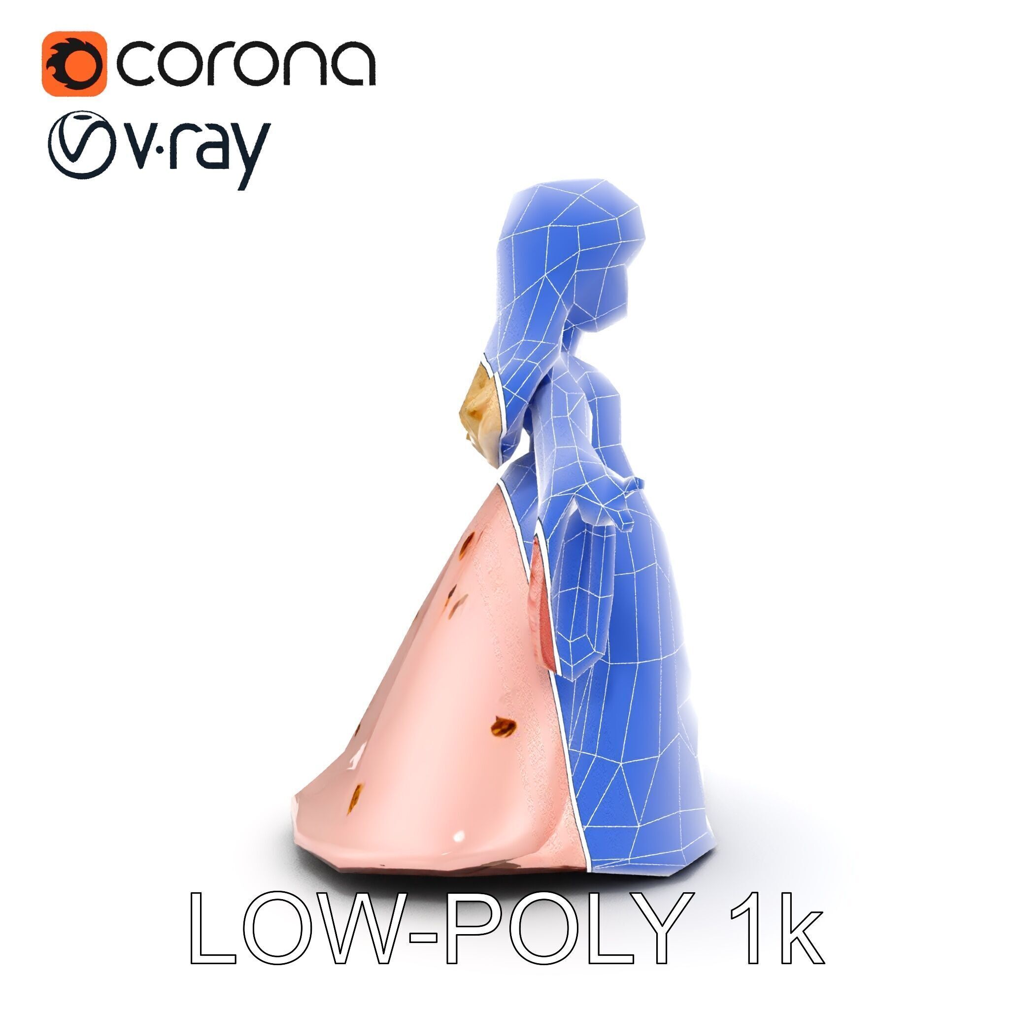 Princess Character Model Rigged and Animated Low-poly 3D model_29