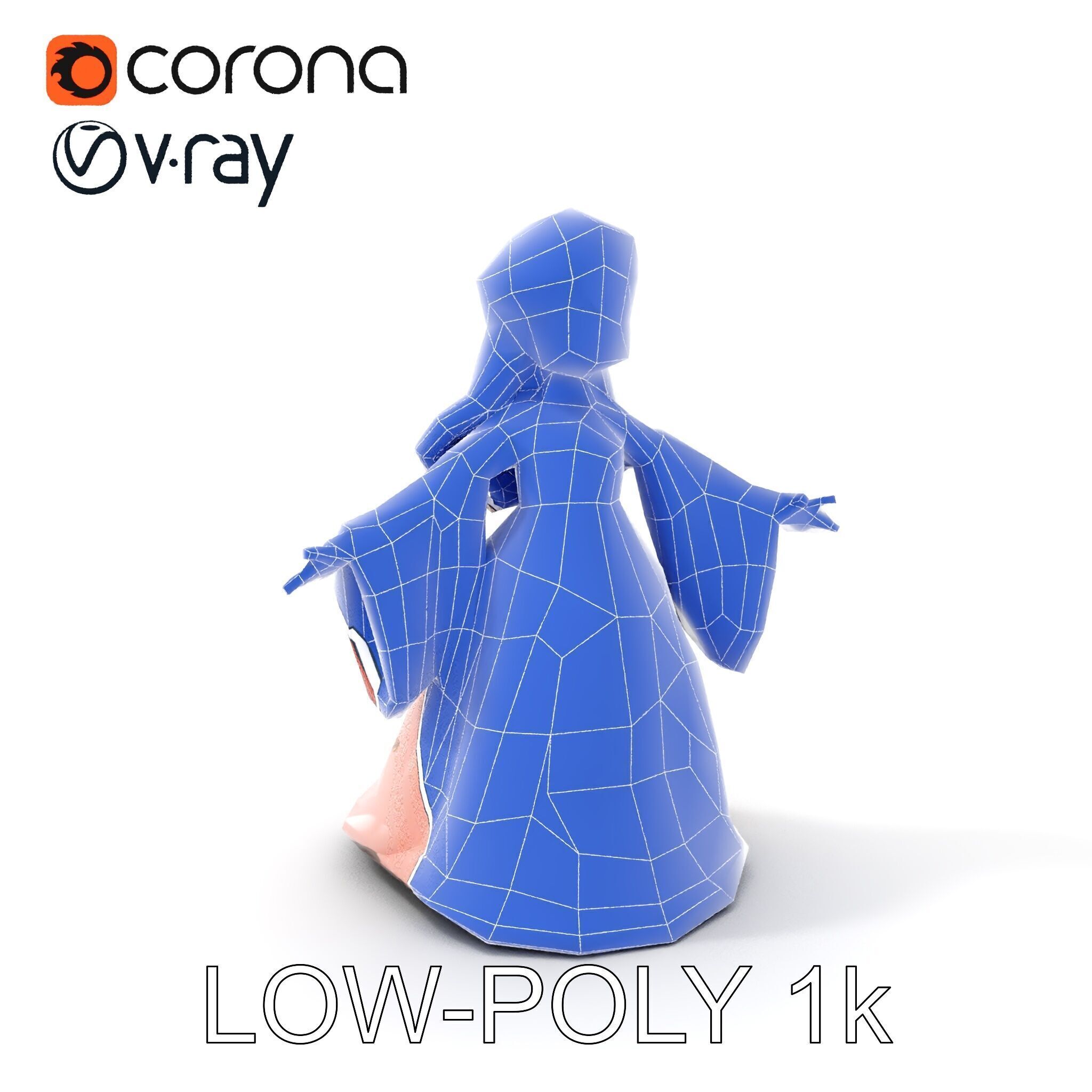 Princess Character Model Rigged and Animated Low-poly 3D model_24