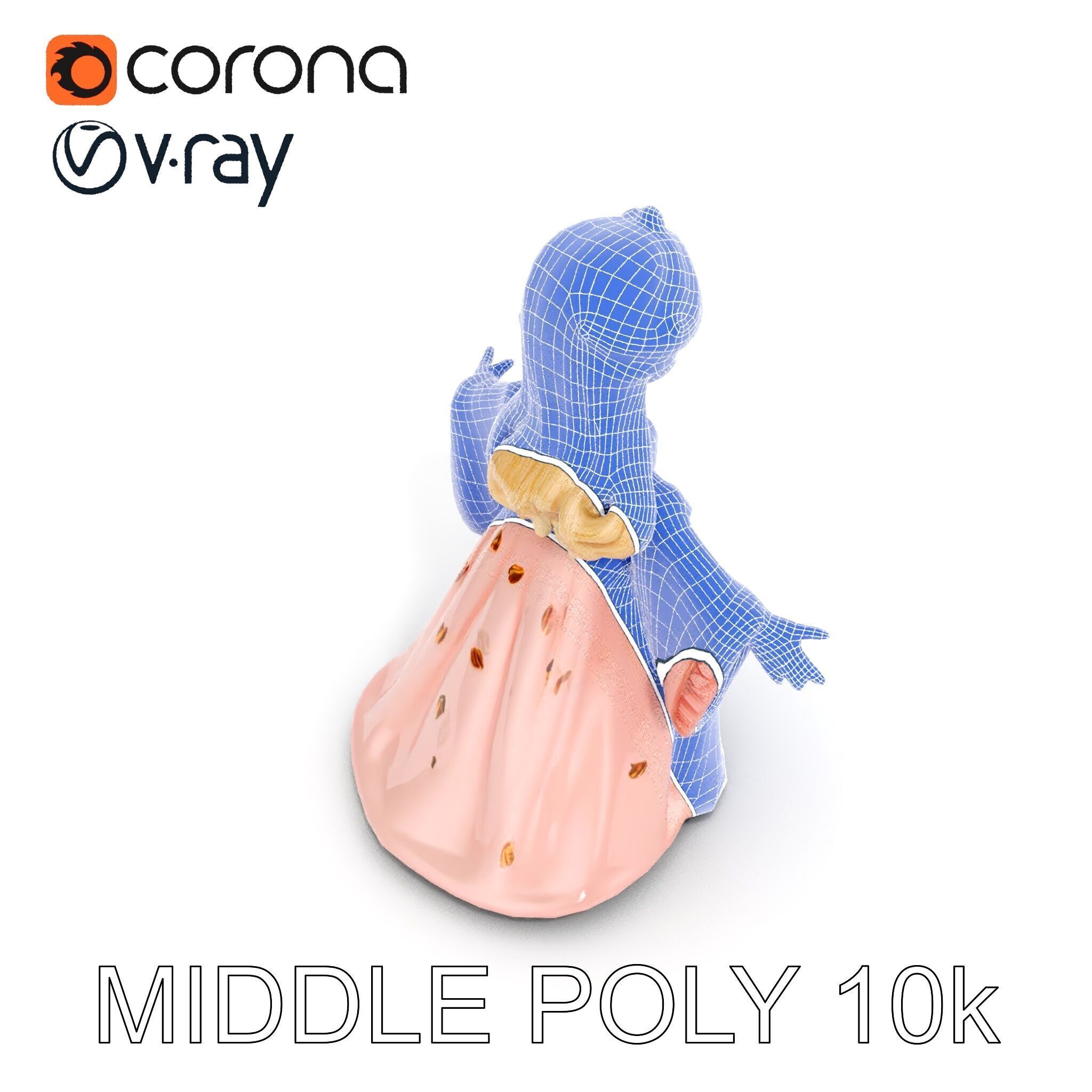 Princess Character Model Rigged and Animated Low-poly 3D model_34