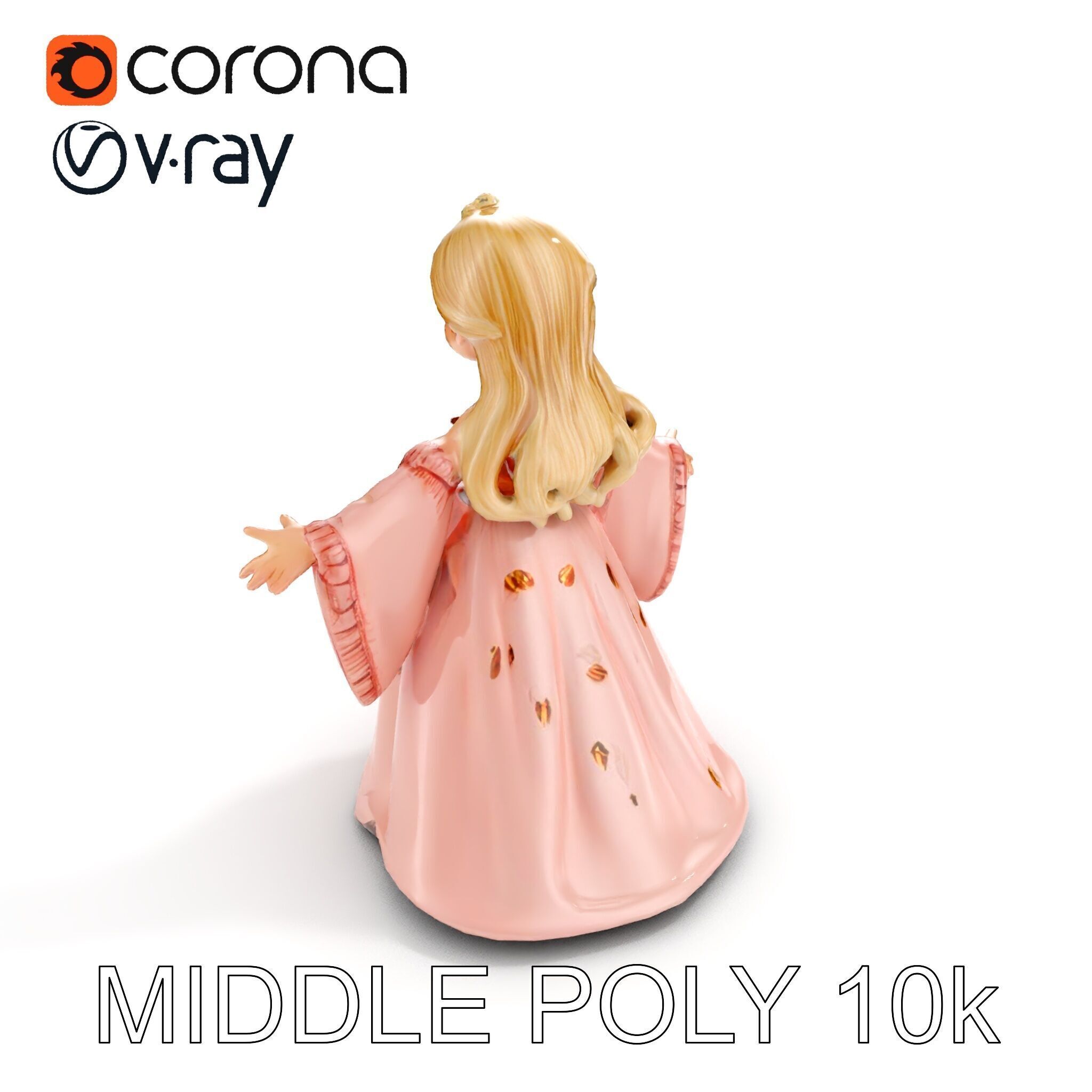 Princess Character Model Rigged and Animated Low-poly 3D model_12