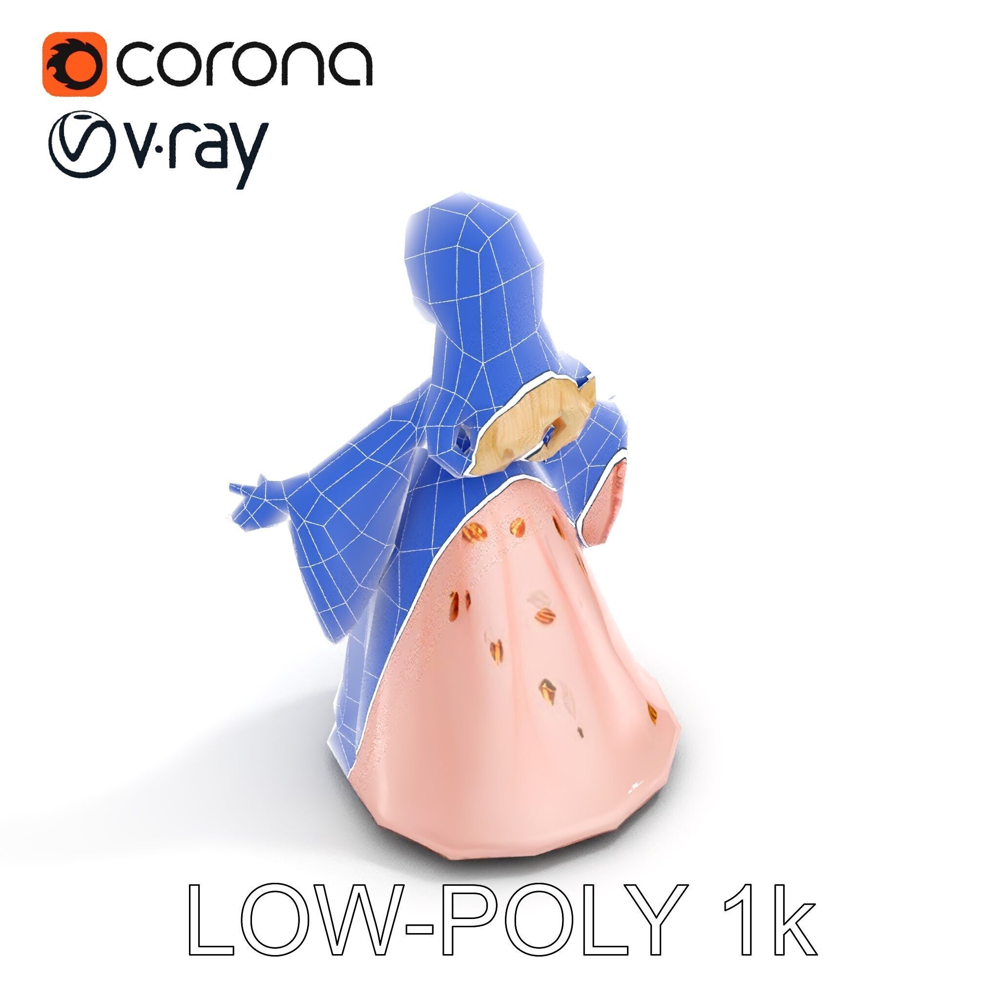 Princess Character Model Rigged and Animated Low-poly 3D model_27