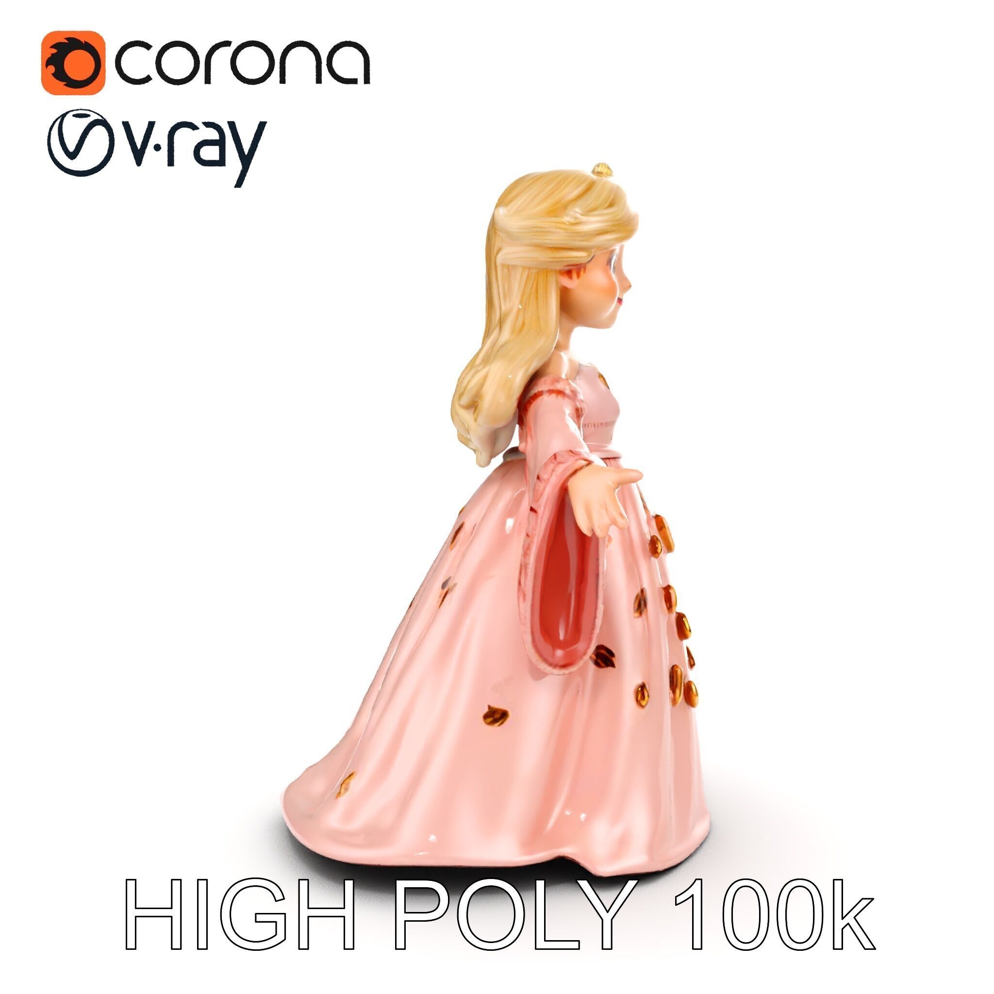 Princess Character Model Rigged and Animated Low-poly 3D model_22