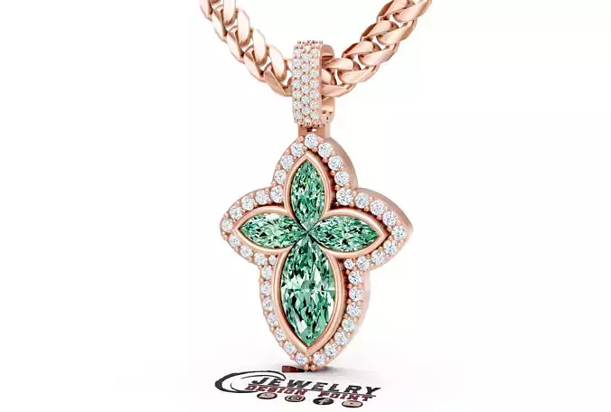 Custom Cross Marquees Diamond Pendant - Cross Necklace