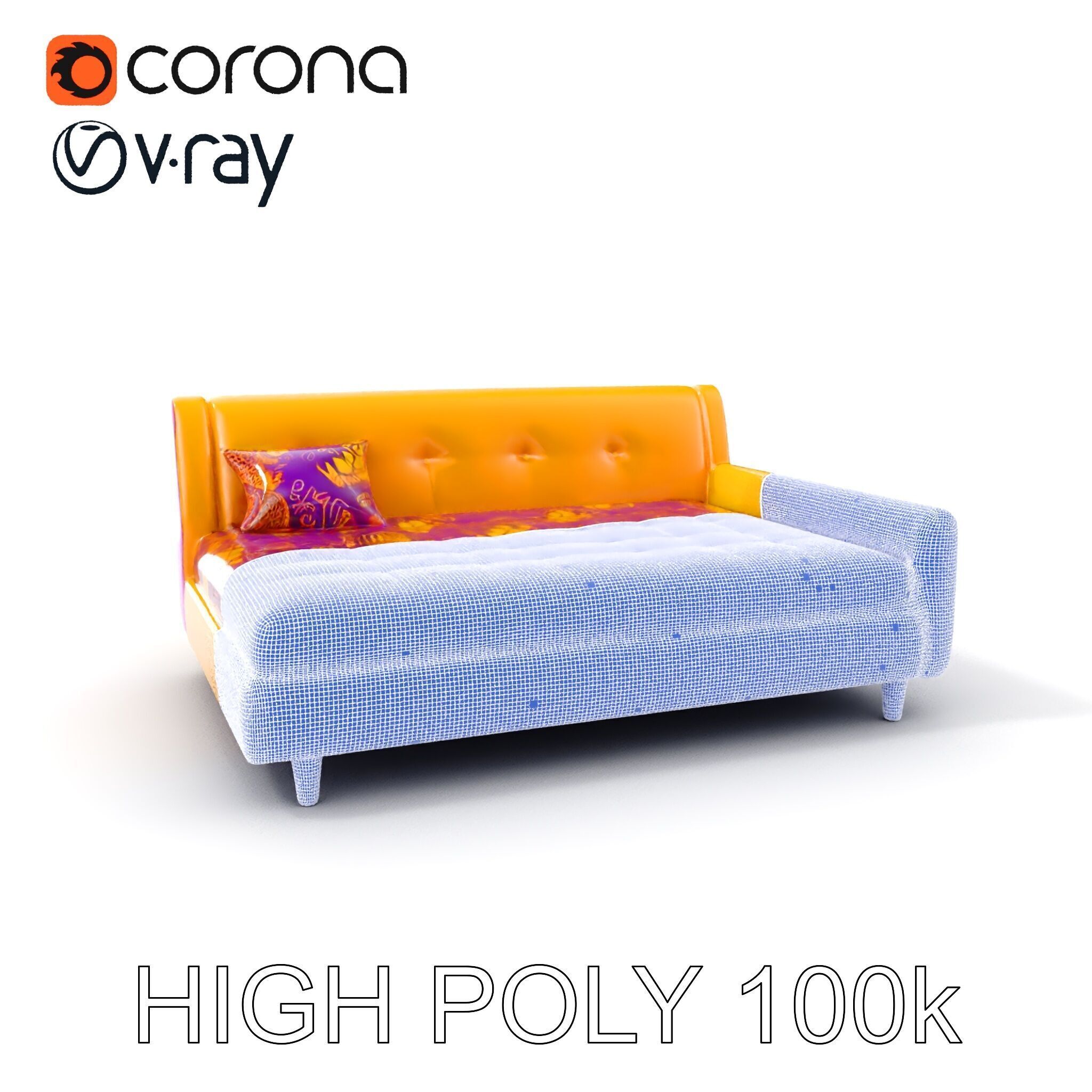 Colorful Sofa with Decorative Pattern model pack Low-poly 3D model_5