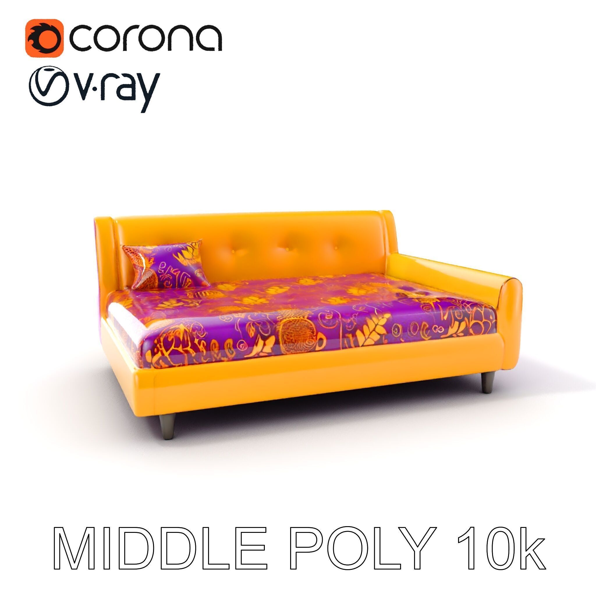 Colorful Sofa with Decorative Pattern model pack Low-poly 3D model_9