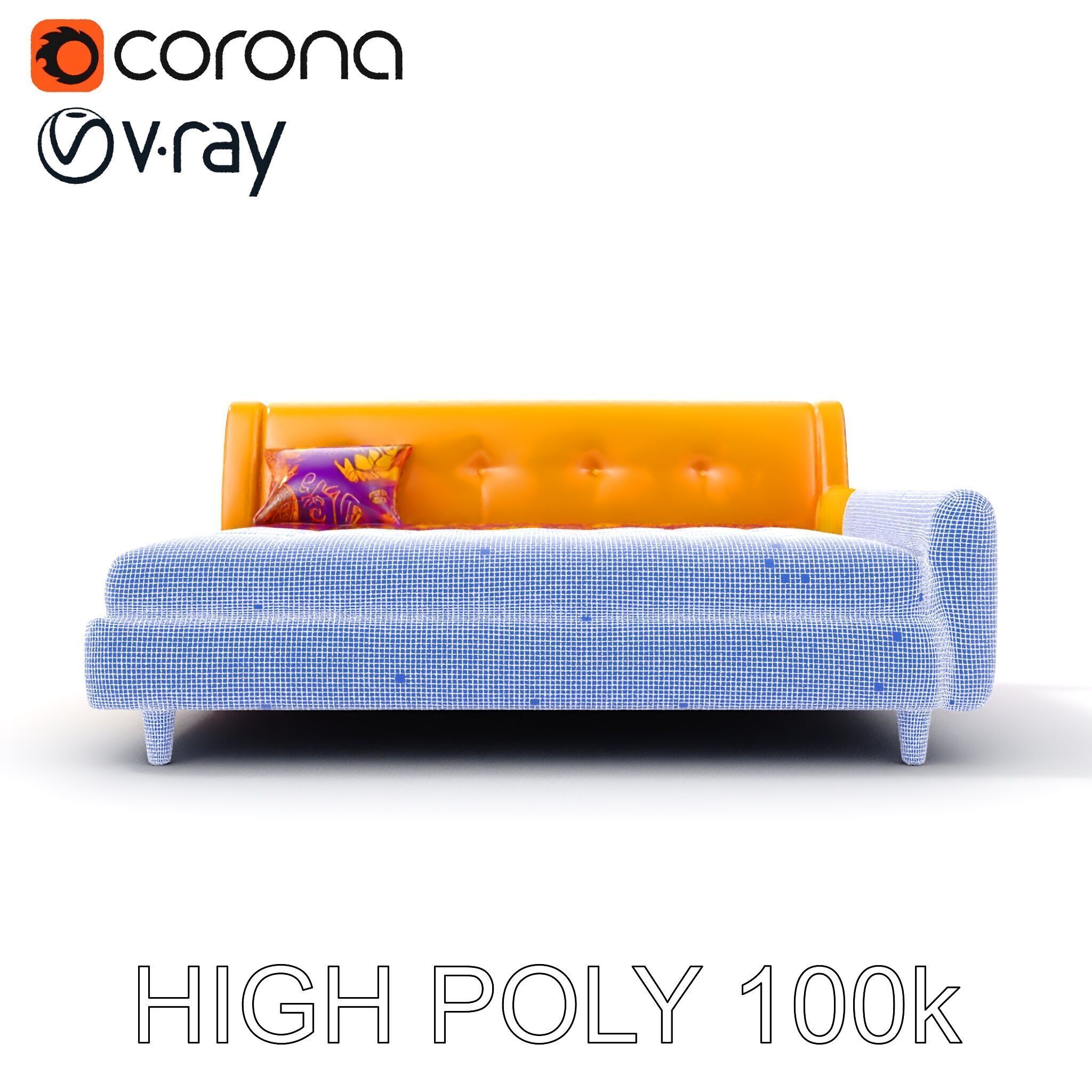 Colorful Sofa with Decorative Pattern model pack Low-poly 3D model_33