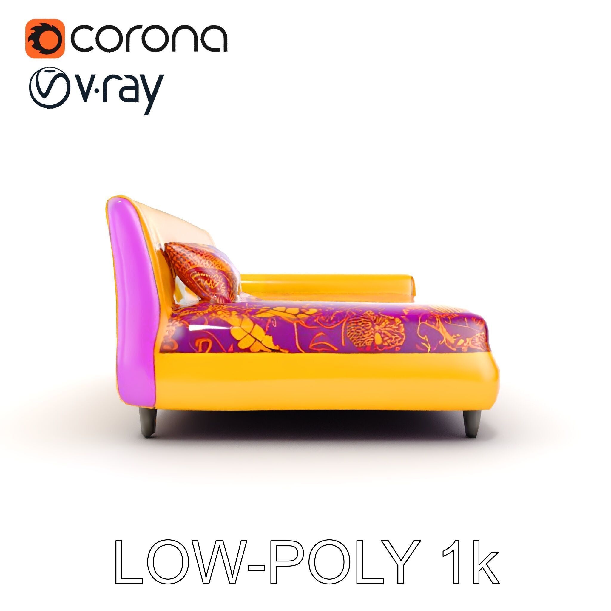 Colorful Sofa with Decorative Pattern model pack Low-poly 3D model_15