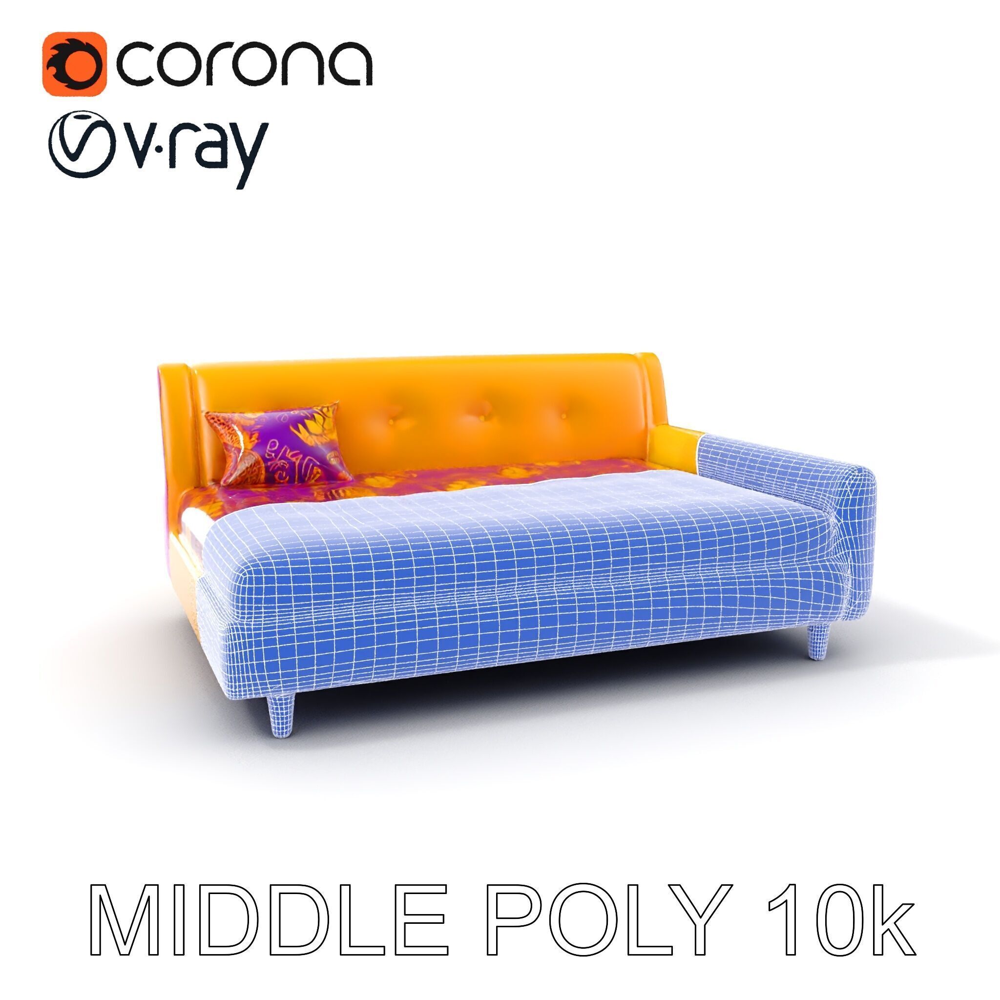 Colorful Sofa with Decorative Pattern model pack Low-poly 3D model_25