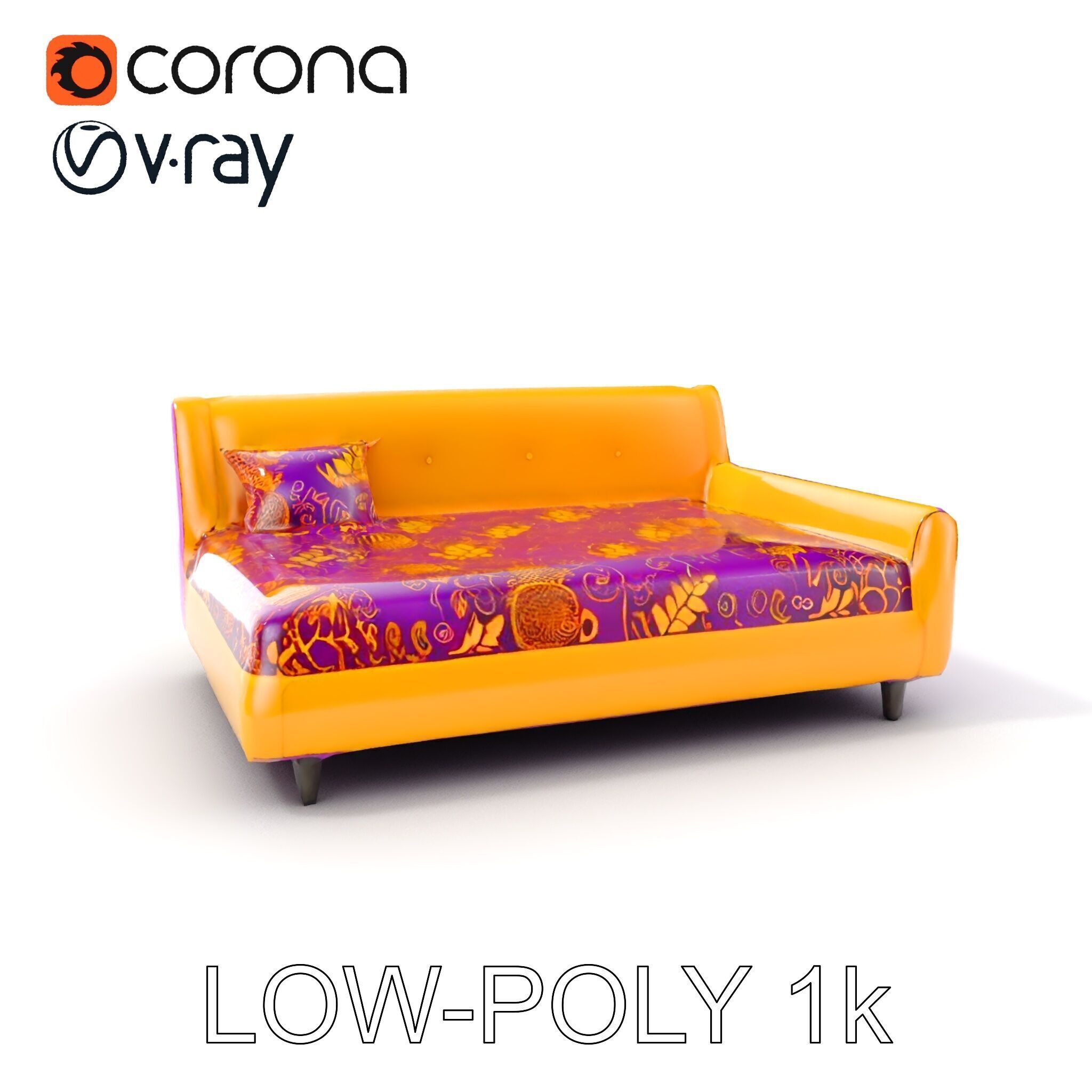 Colorful Sofa with Decorative Pattern model pack Low-poly 3D model_20