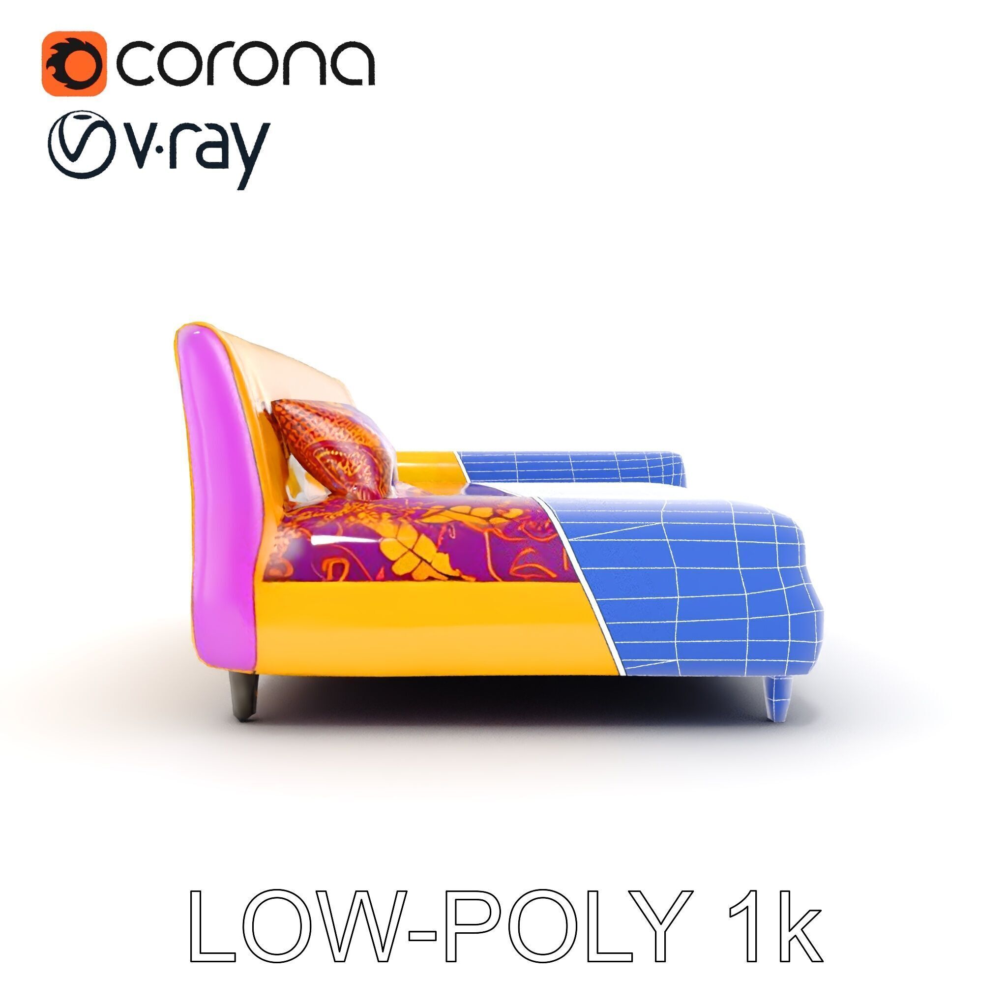 Colorful Sofa with Decorative Pattern model pack Low-poly 3D model_32