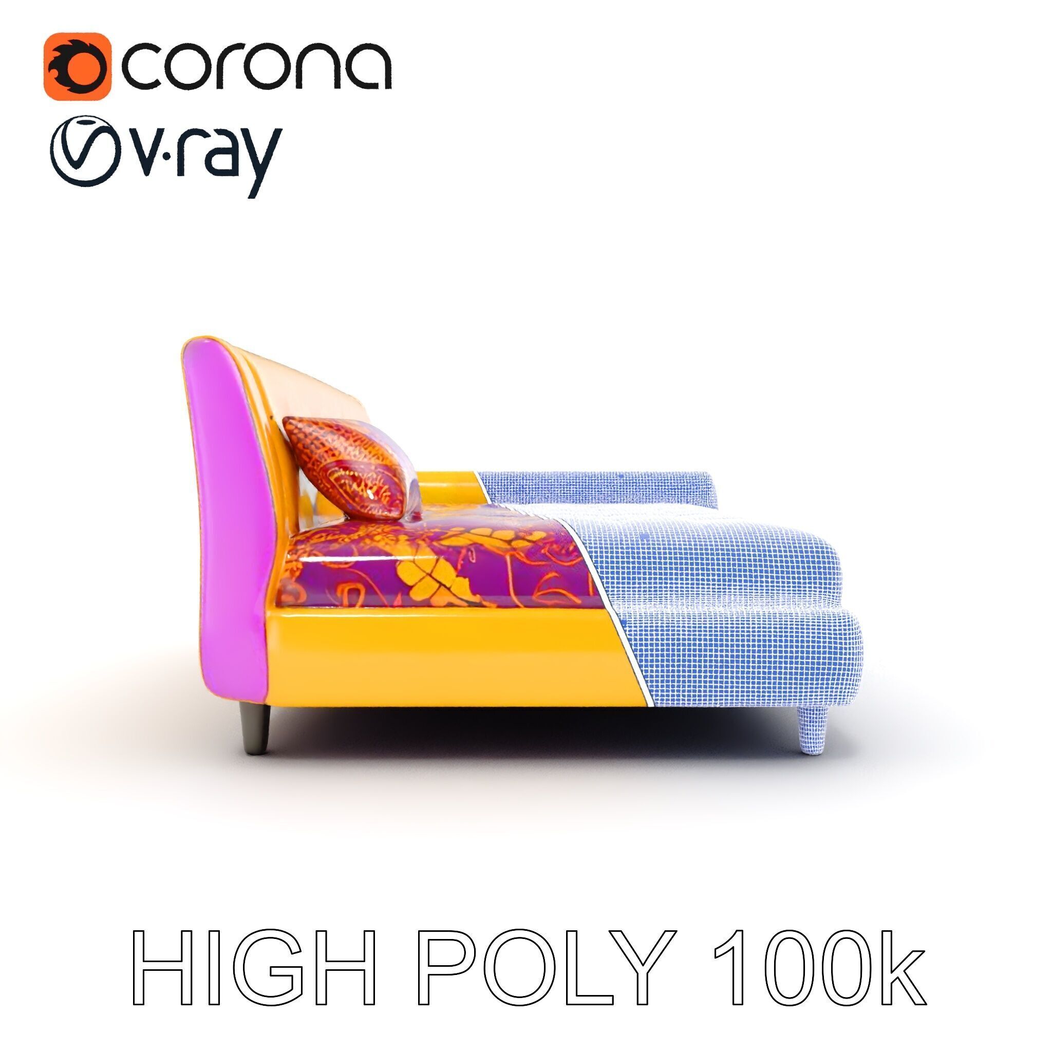 Colorful Sofa with Decorative Pattern model pack Low-poly 3D model_36