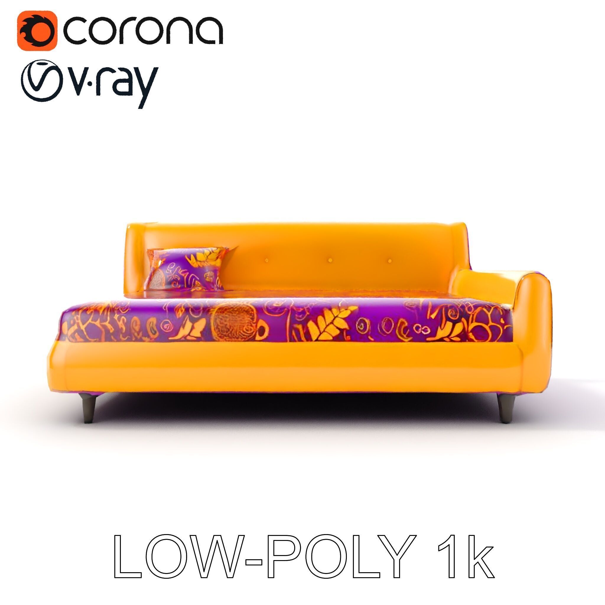 Colorful Sofa with Decorative Pattern model pack Low-poly 3D model_13
