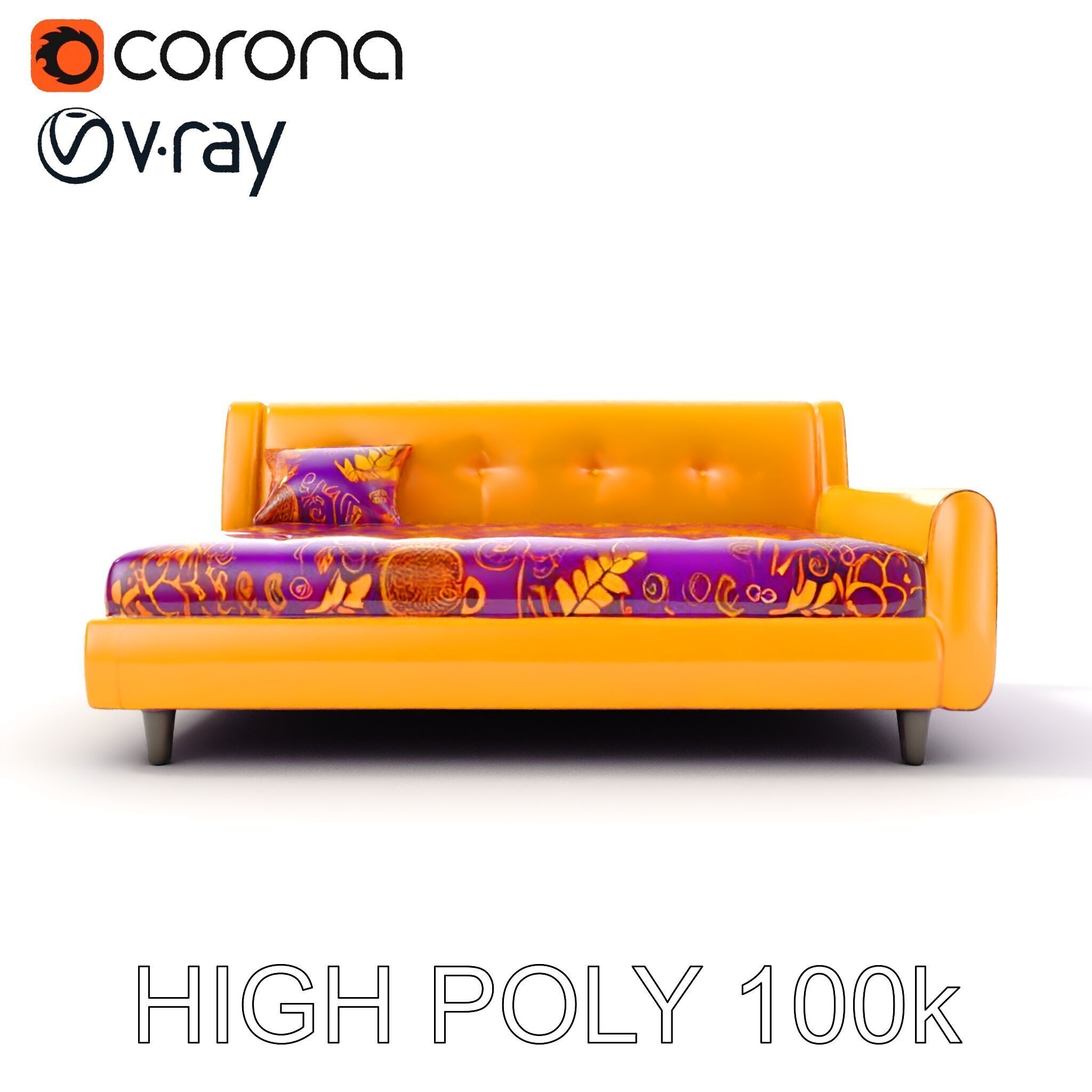 Colorful Sofa with Decorative Pattern model pack Low-poly 3D model_18