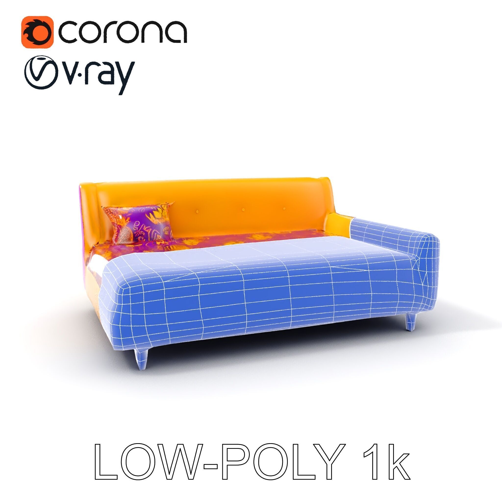 Colorful Sofa with Decorative Pattern model pack Low-poly 3D model_17