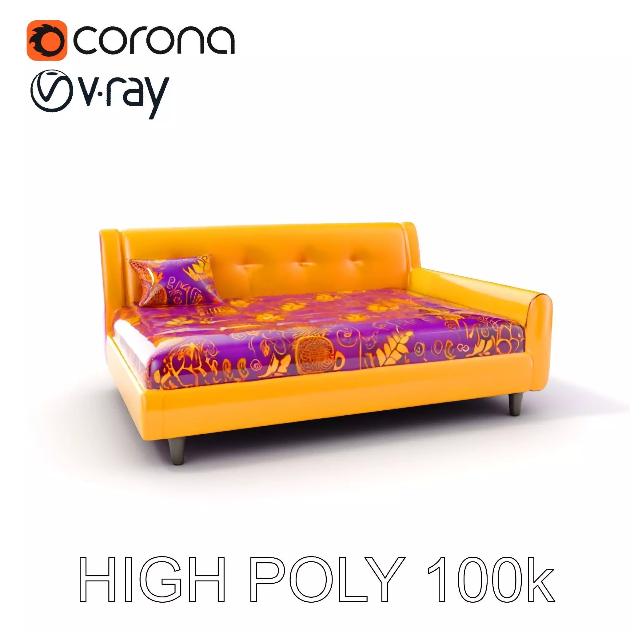 Colorful Sofa with Decorative Pattern model pack Low-poly 3D model_0