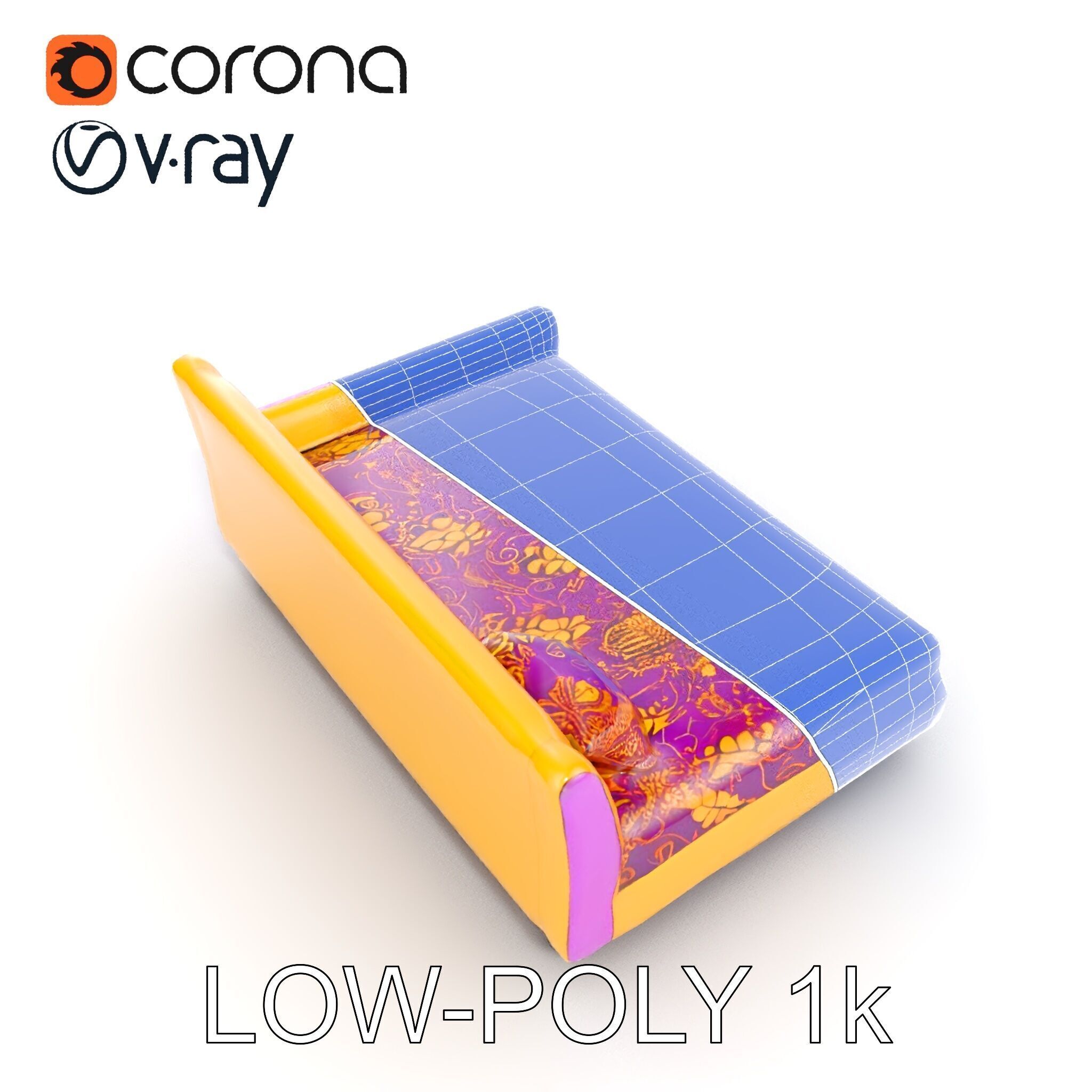 Colorful Sofa with Decorative Pattern model pack Low-poly 3D model_26