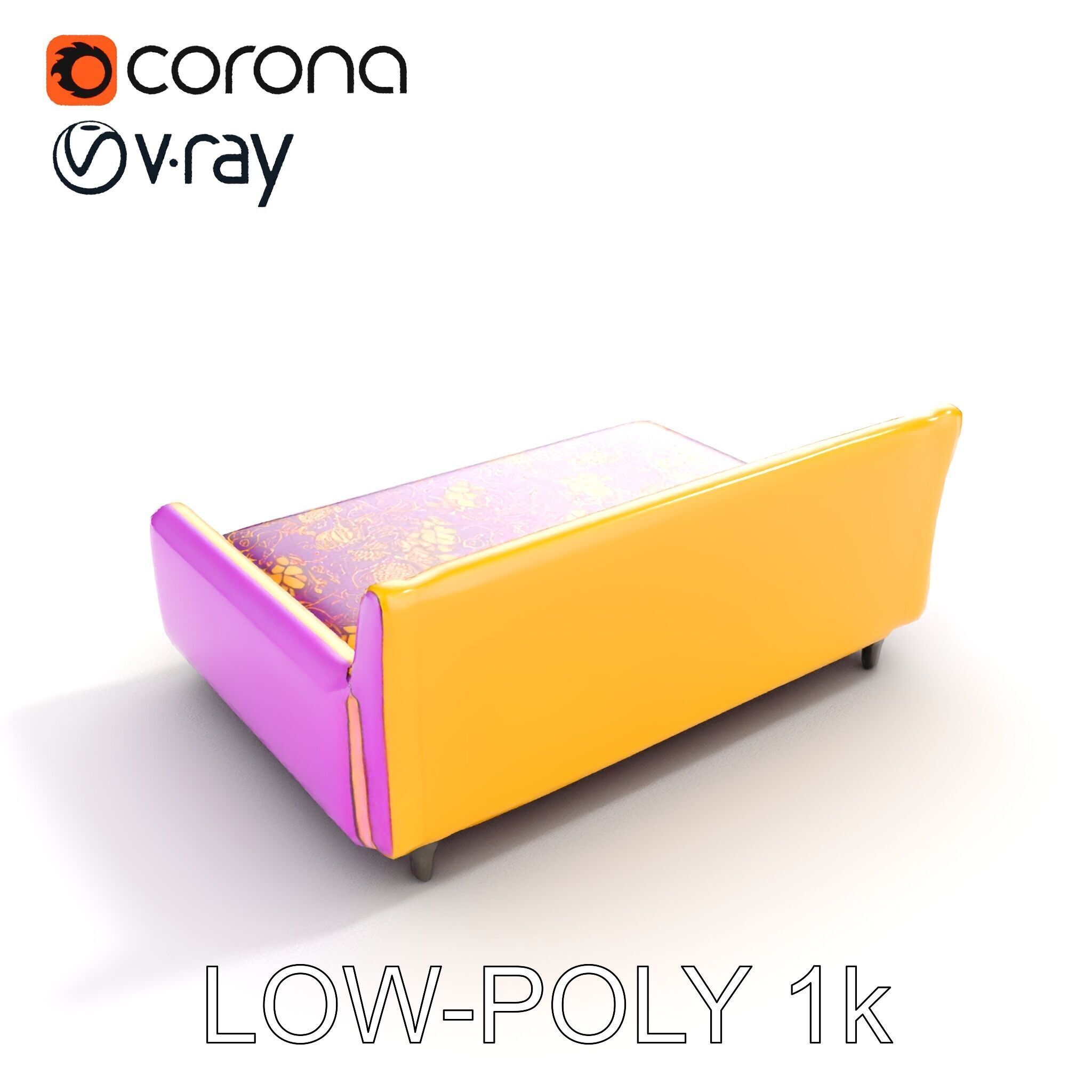 Colorful Sofa with Decorative Pattern model pack Low-poly 3D model_10