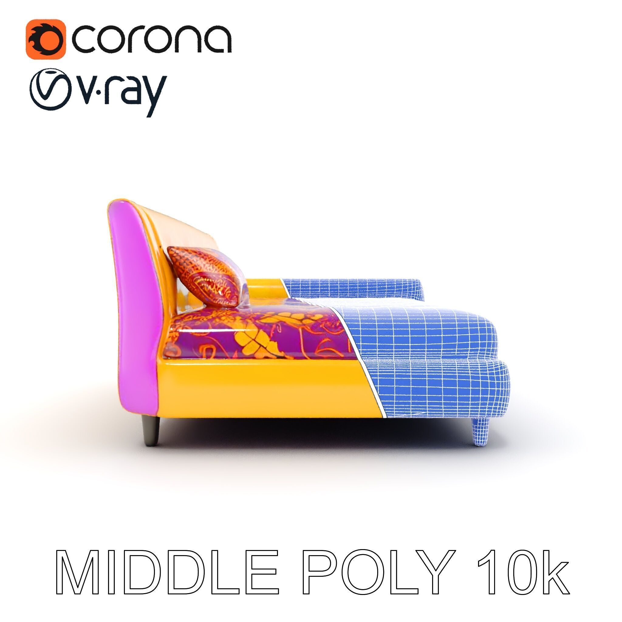 Colorful Sofa with Decorative Pattern model pack Low-poly 3D model_14