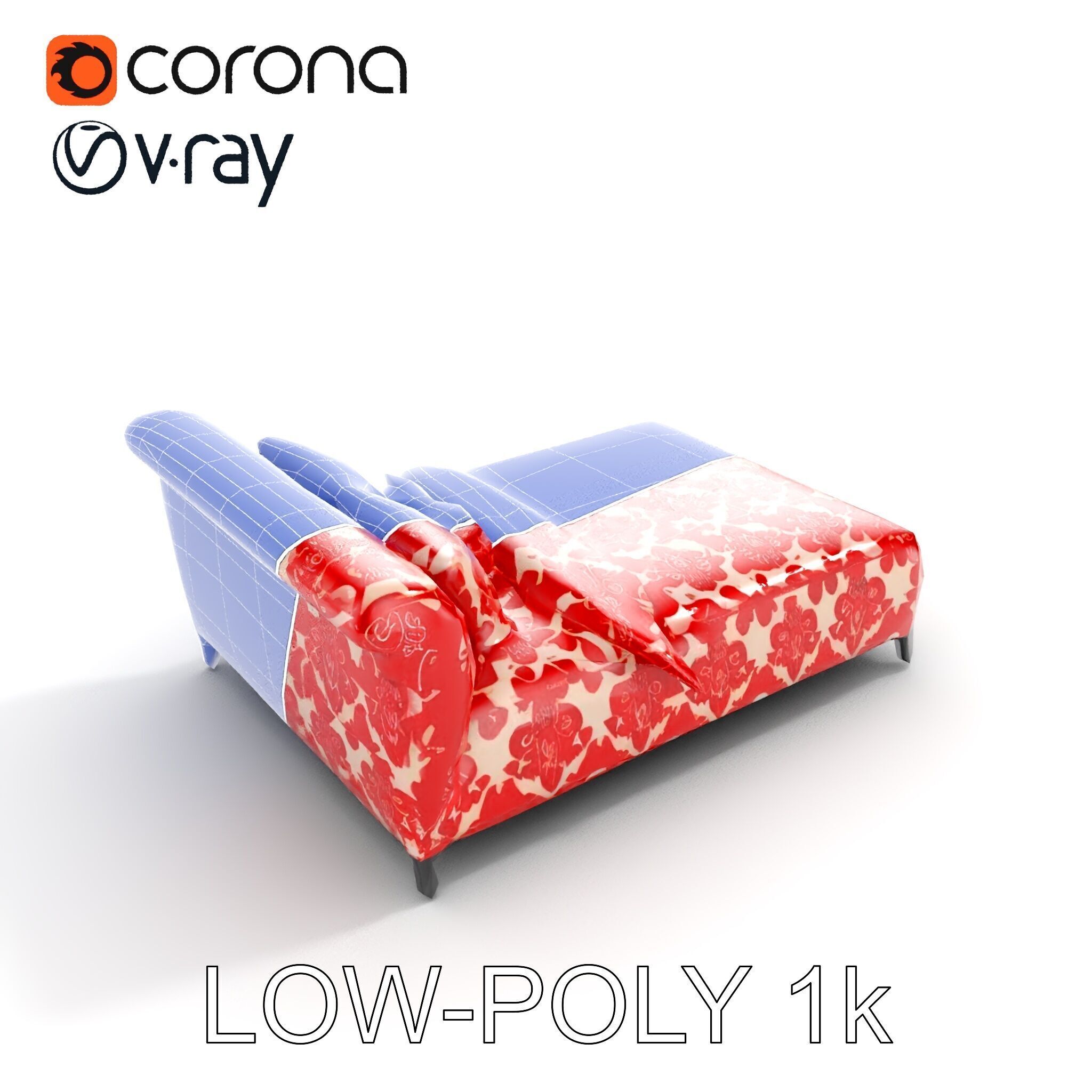 Elegant Chaise Lounge with Cushion Model Pack Low-poly 3D model_28