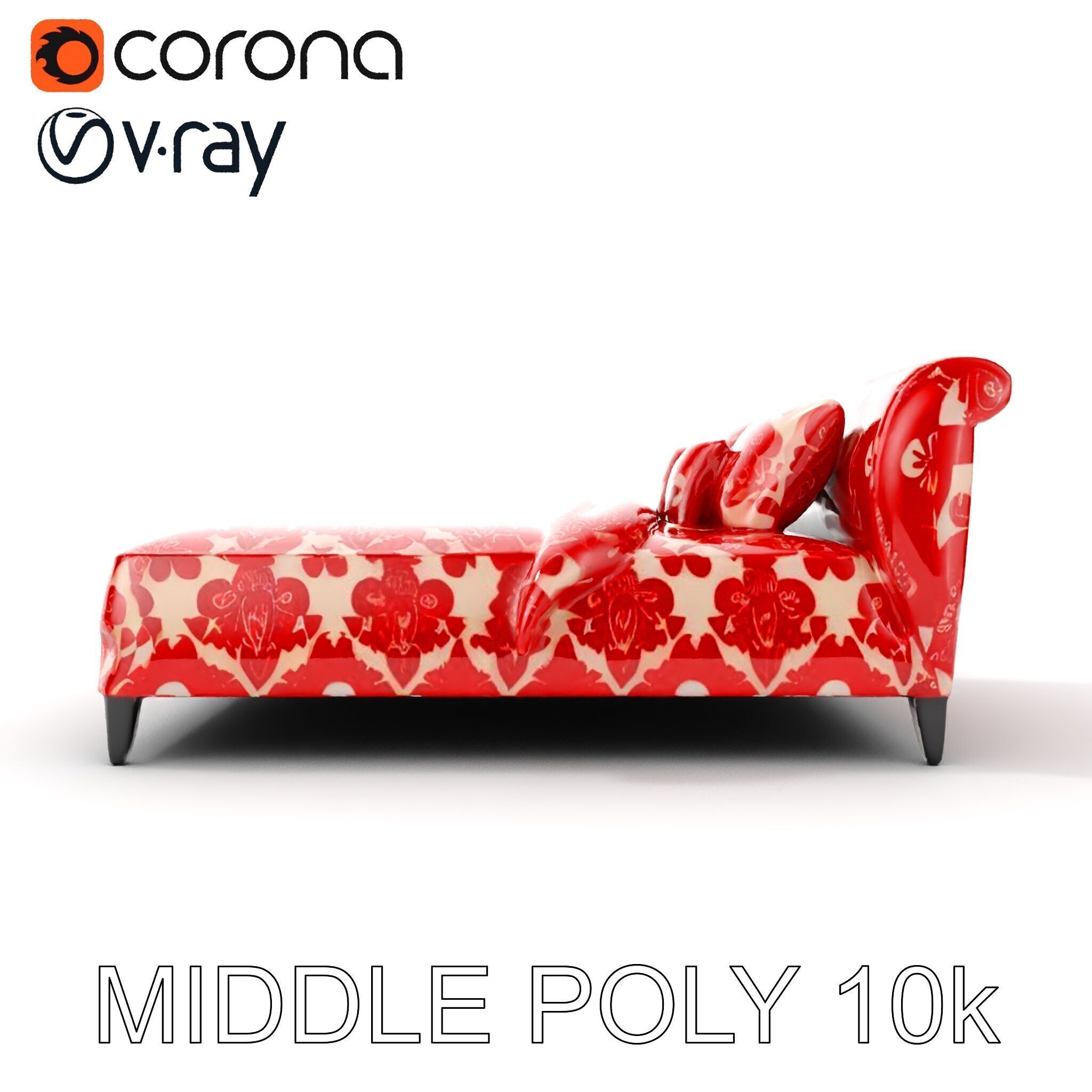 Elegant Chaise Lounge with Cushion Model Pack Low-poly 3D model_27