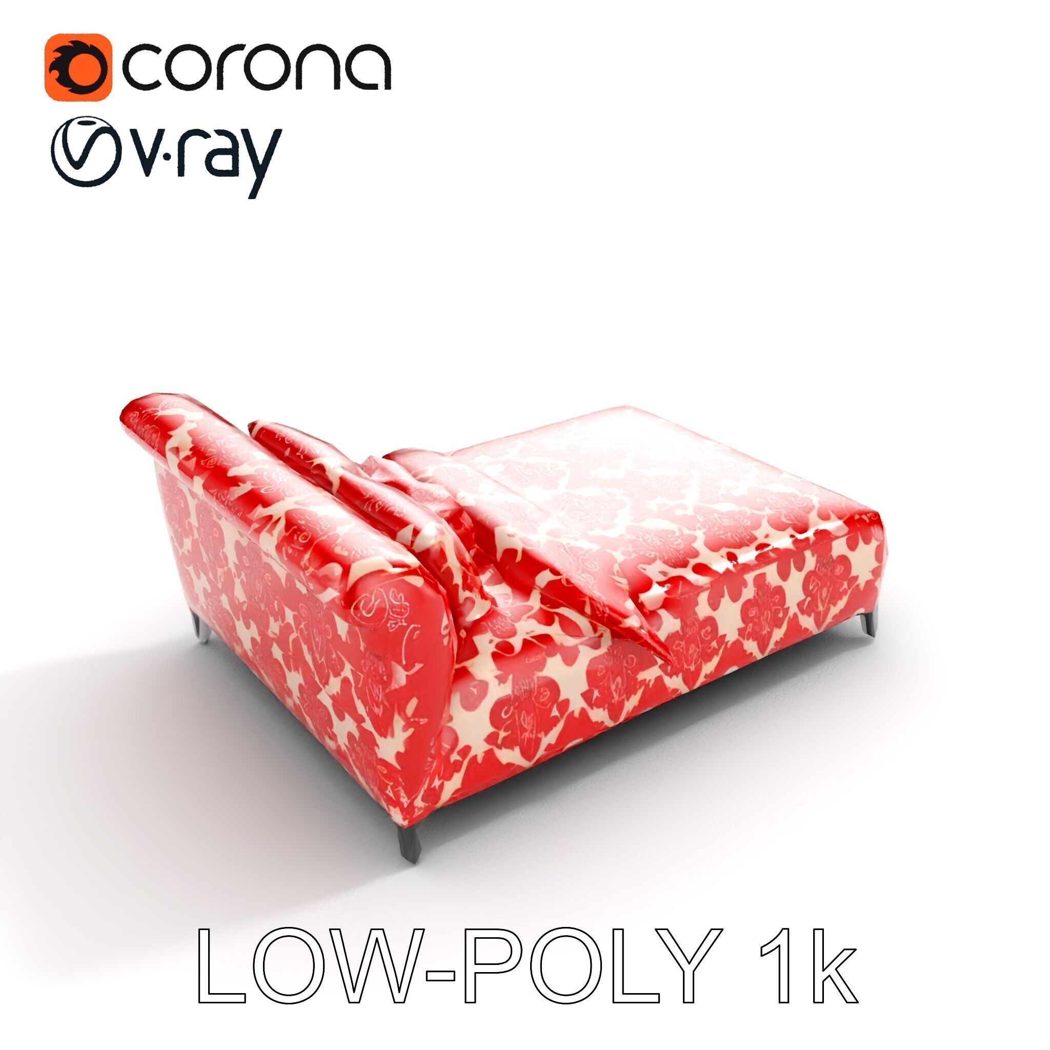 Elegant Chaise Lounge with Cushion Model Pack Low-poly 3D model_14