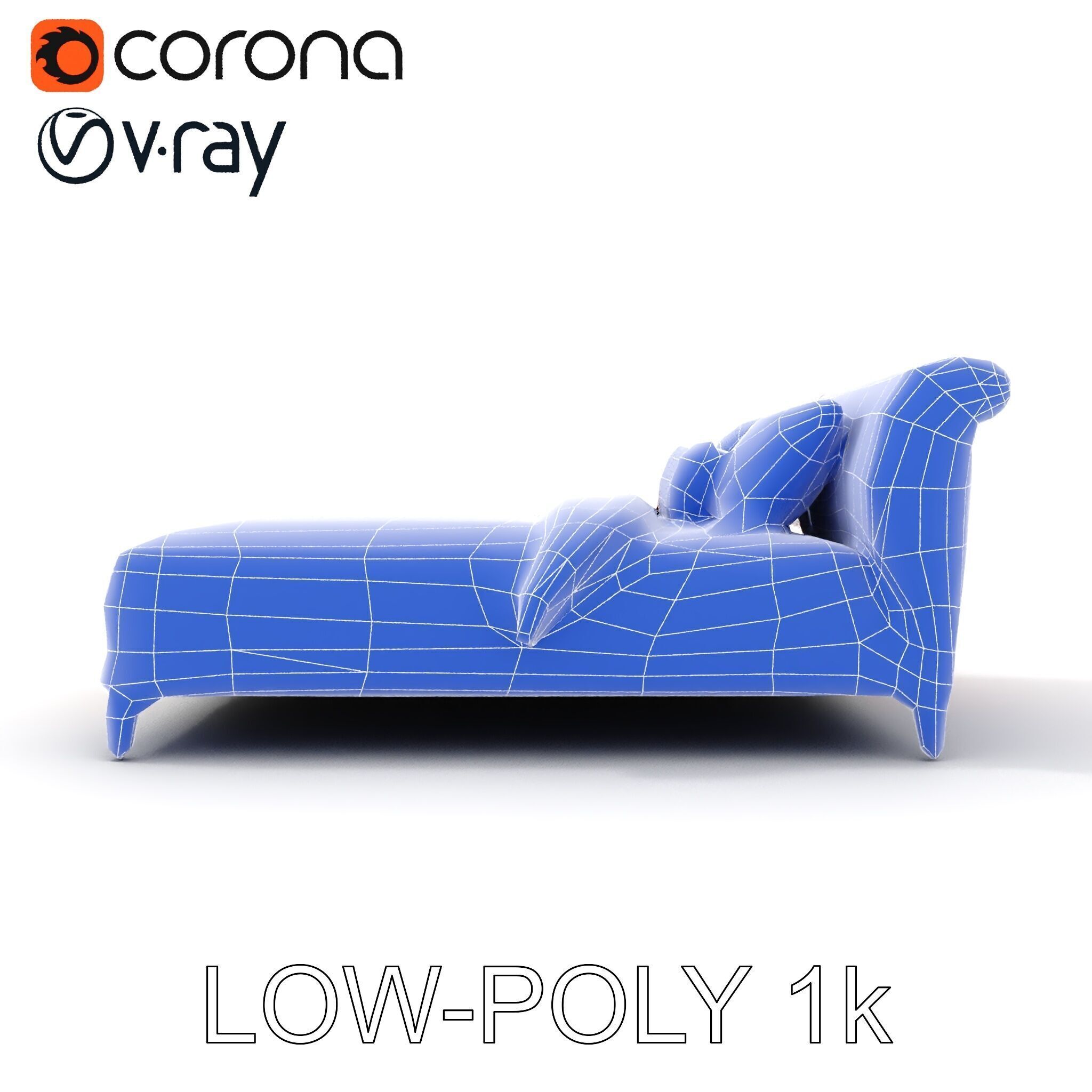 Elegant Chaise Lounge with Cushion Model Pack Low-poly 3D model_17