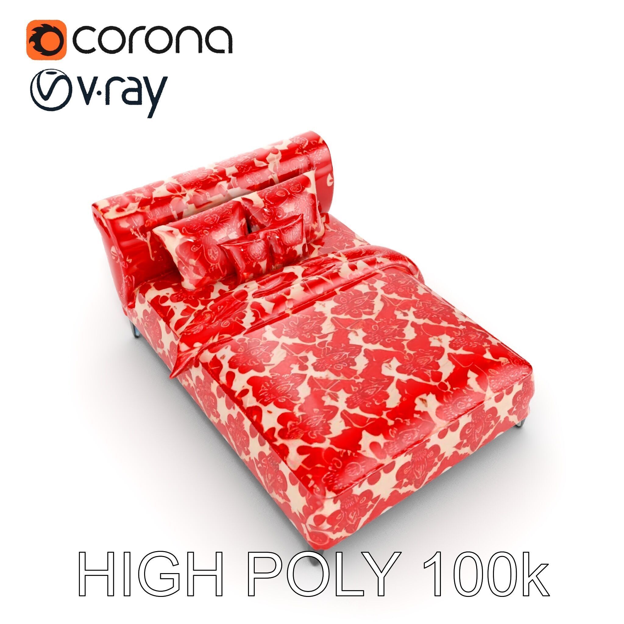 Elegant Chaise Lounge with Cushion Model Pack Low-poly 3D model_12