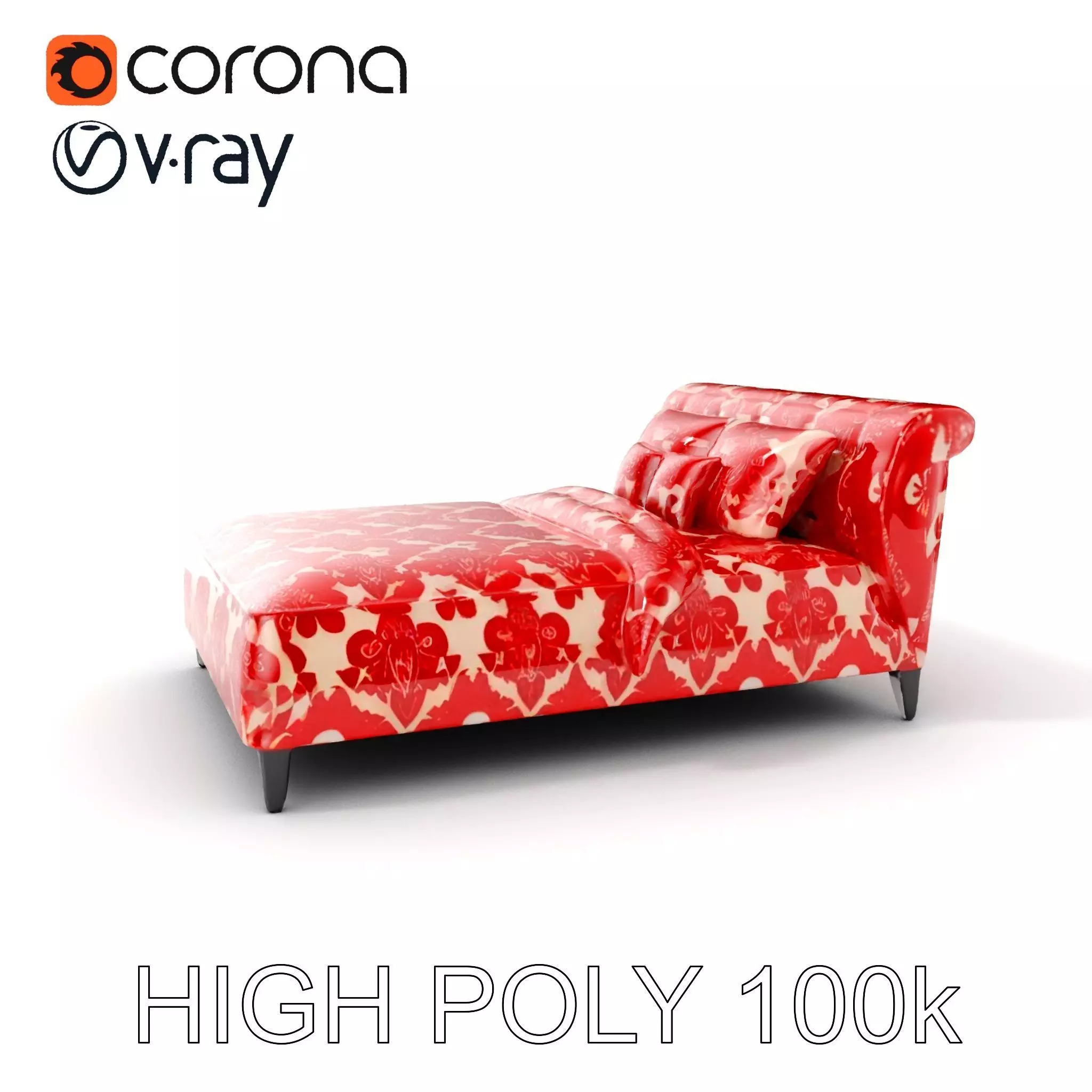 Elegant Chaise Lounge with Cushion Model Pack Low-poly 3D model_0