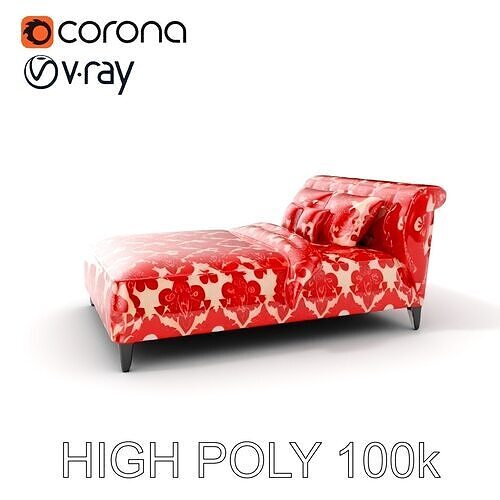 Elegant Chaise Lounge with Cushion Model Pack Low-poly 3D model