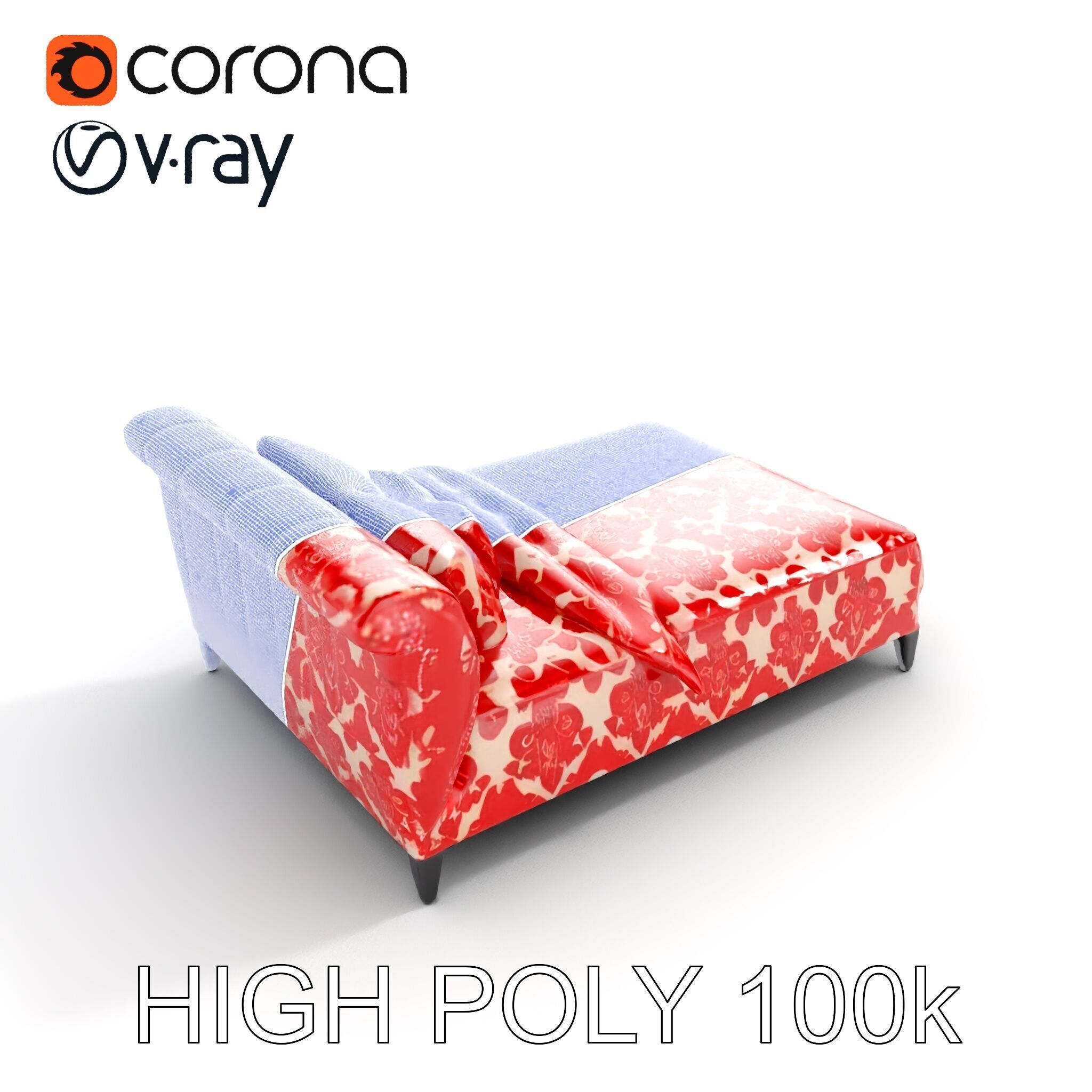 Elegant Chaise Lounge with Cushion Model Pack Low-poly 3D model_29