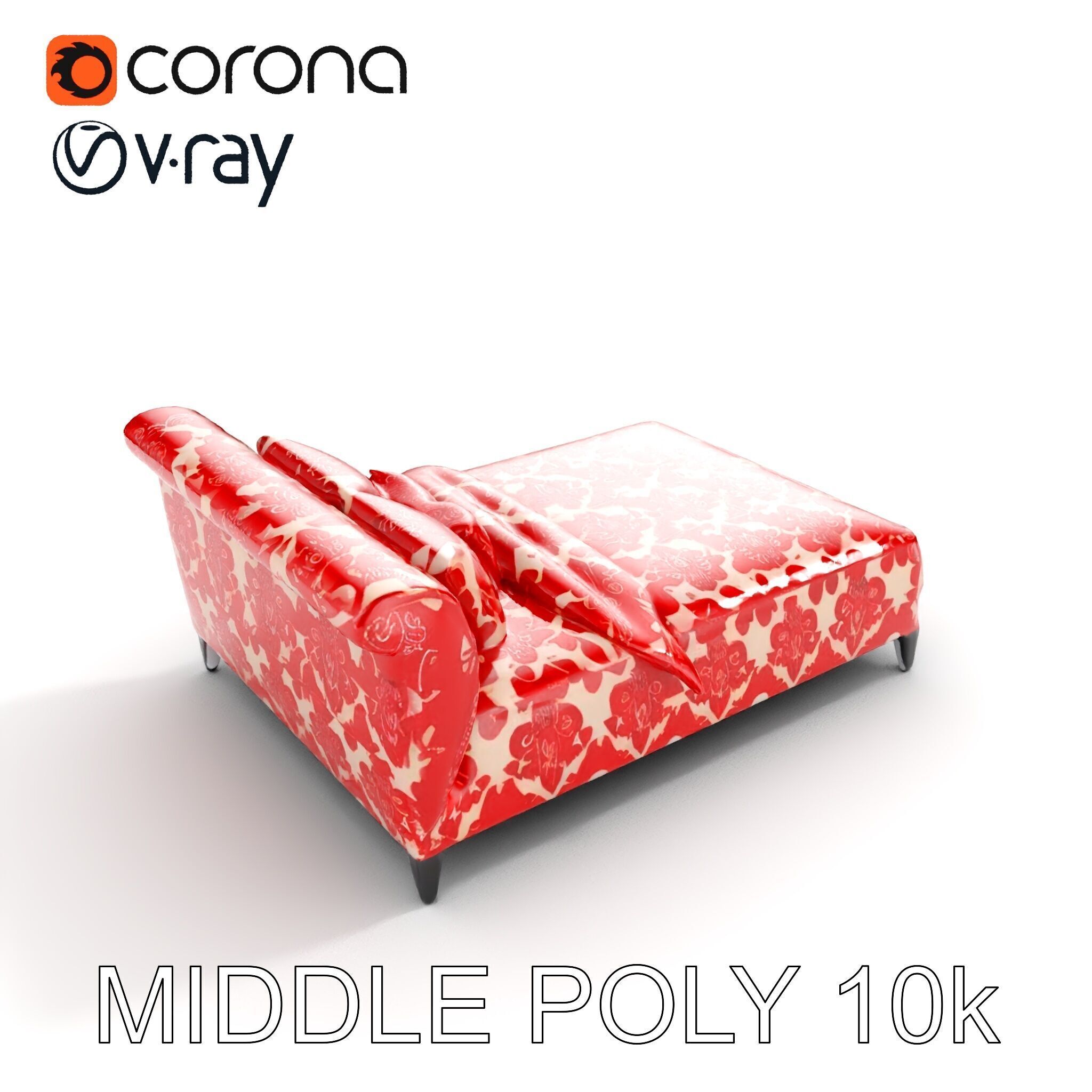 Elegant Chaise Lounge with Cushion Model Pack Low-poly 3D model_10