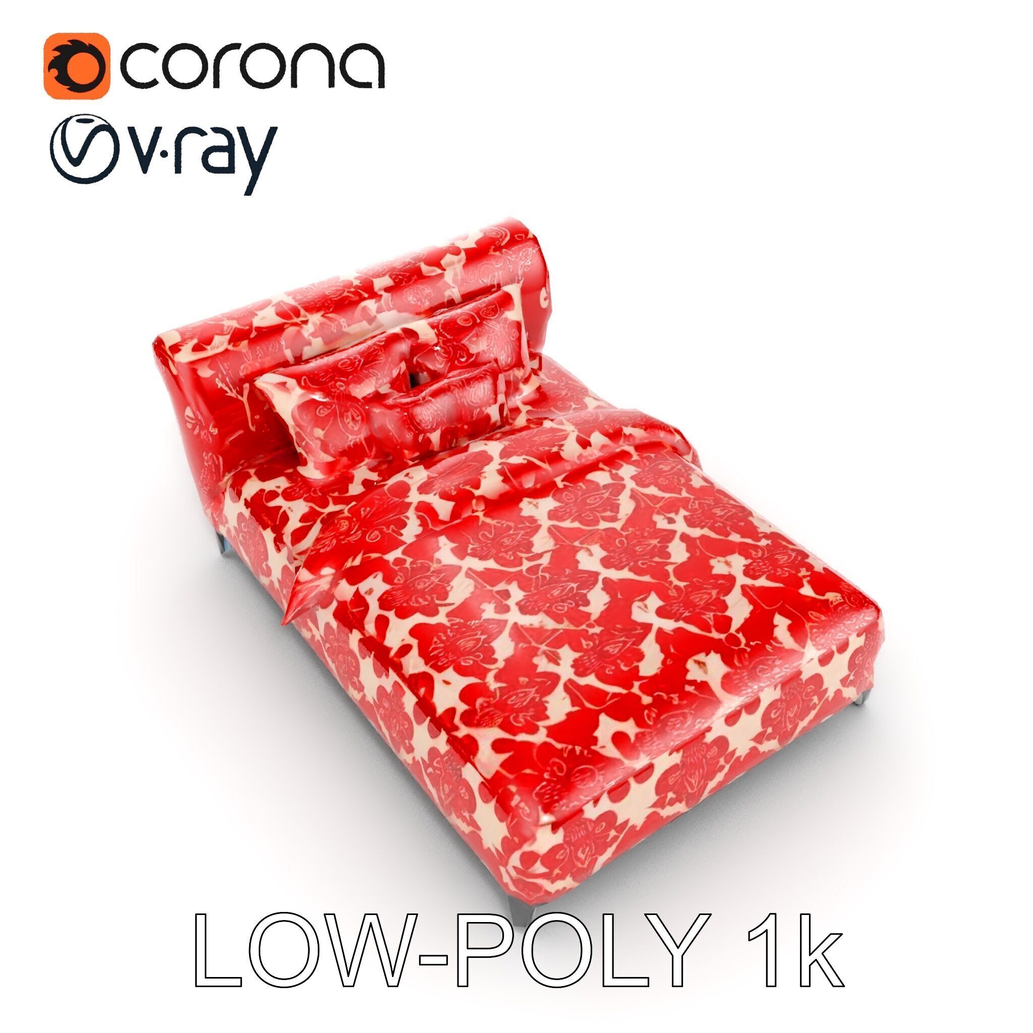 Elegant Chaise Lounge with Cushion Model Pack Low-poly 3D model_9