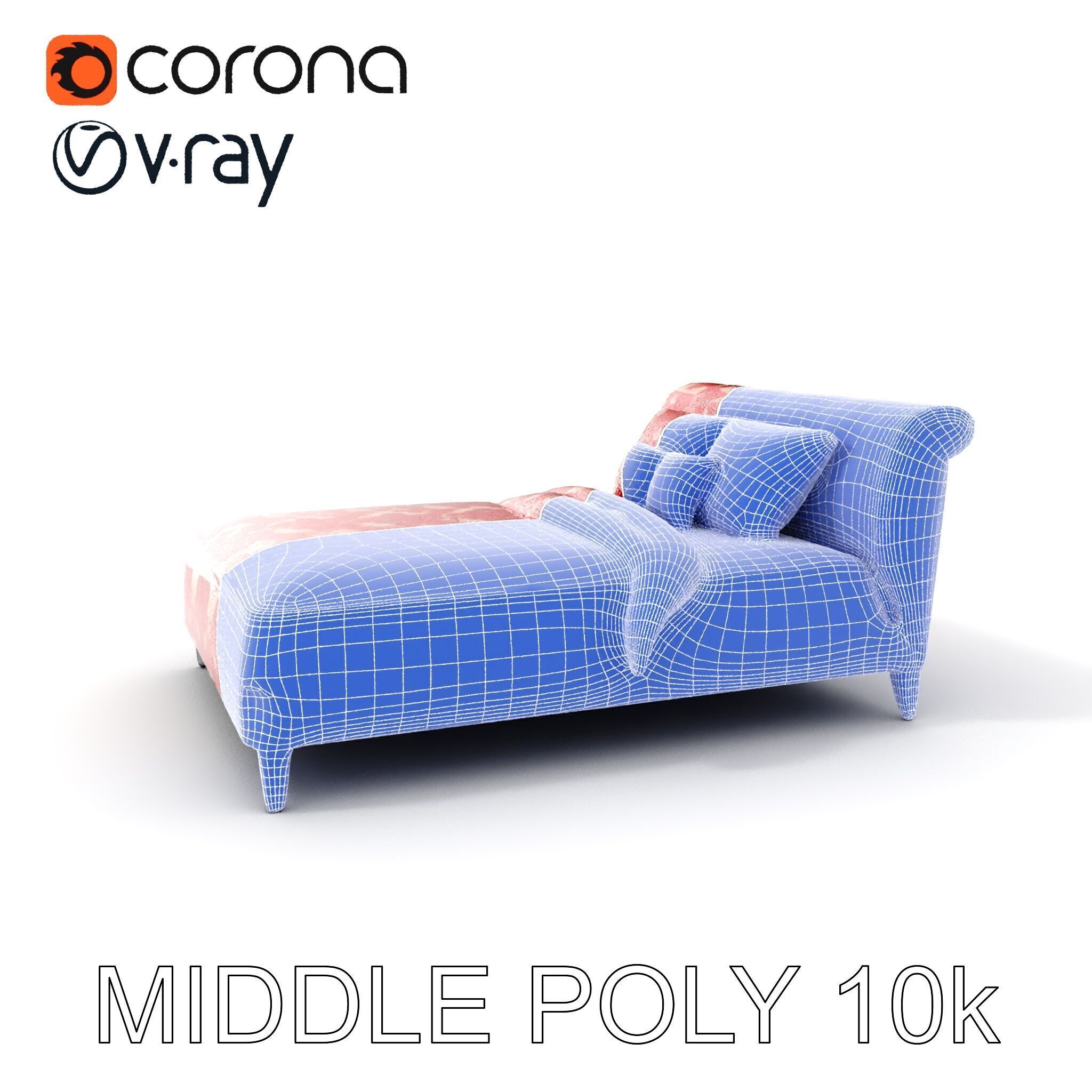 Elegant Chaise Lounge with Cushion Model Pack Low-poly 3D model_25