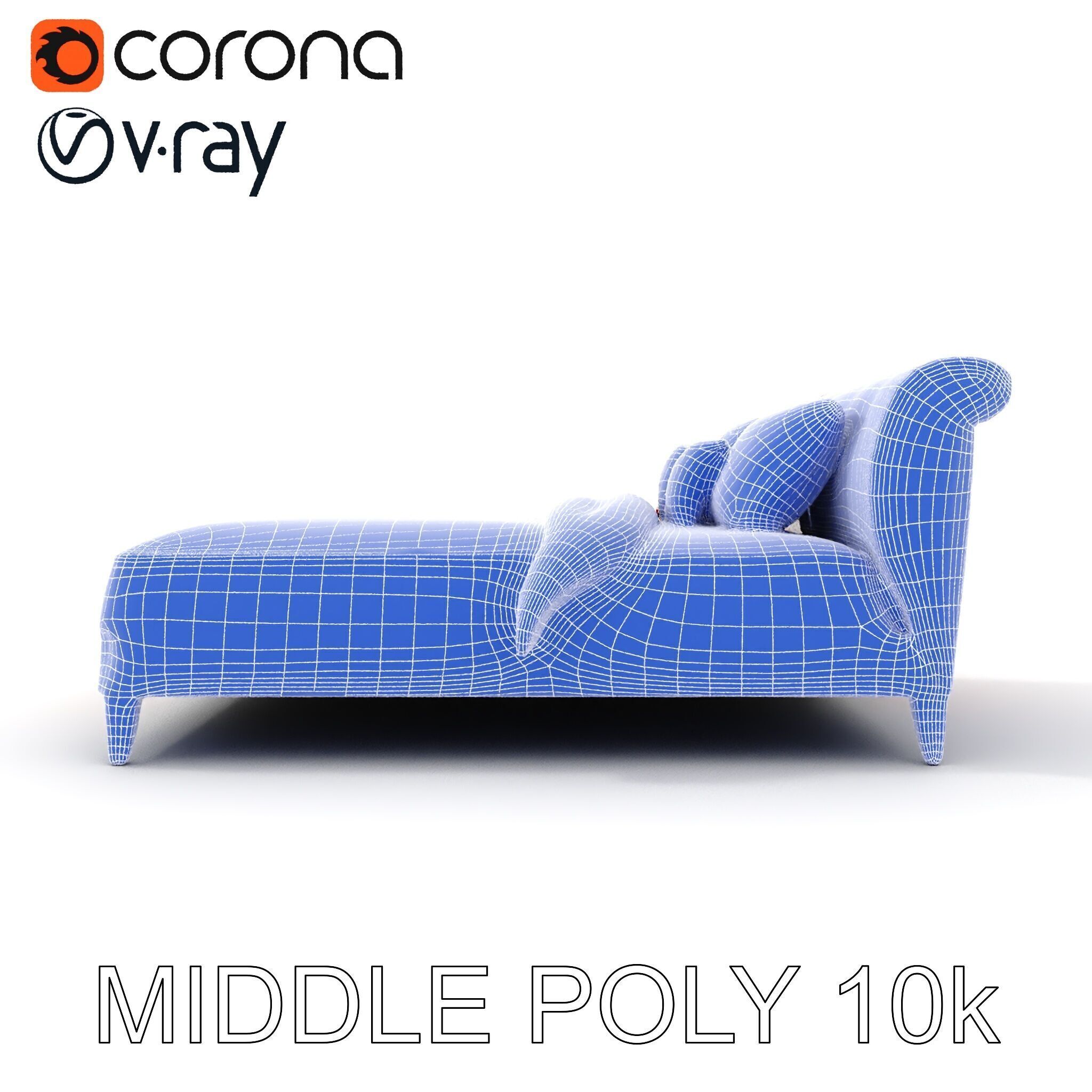 Elegant Chaise Lounge with Cushion Model Pack Low-poly 3D model_13