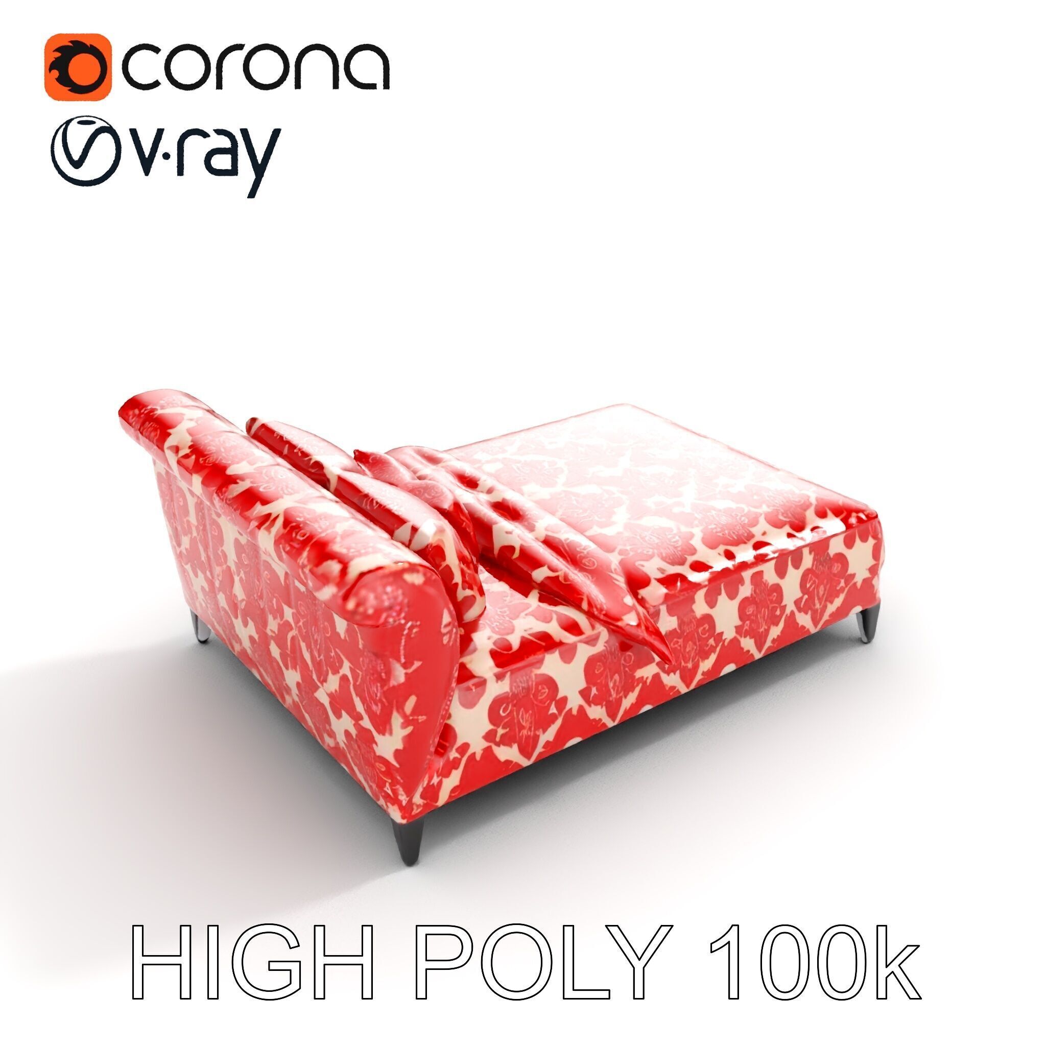 Elegant Chaise Lounge with Cushion Model Pack Low-poly 3D model_15