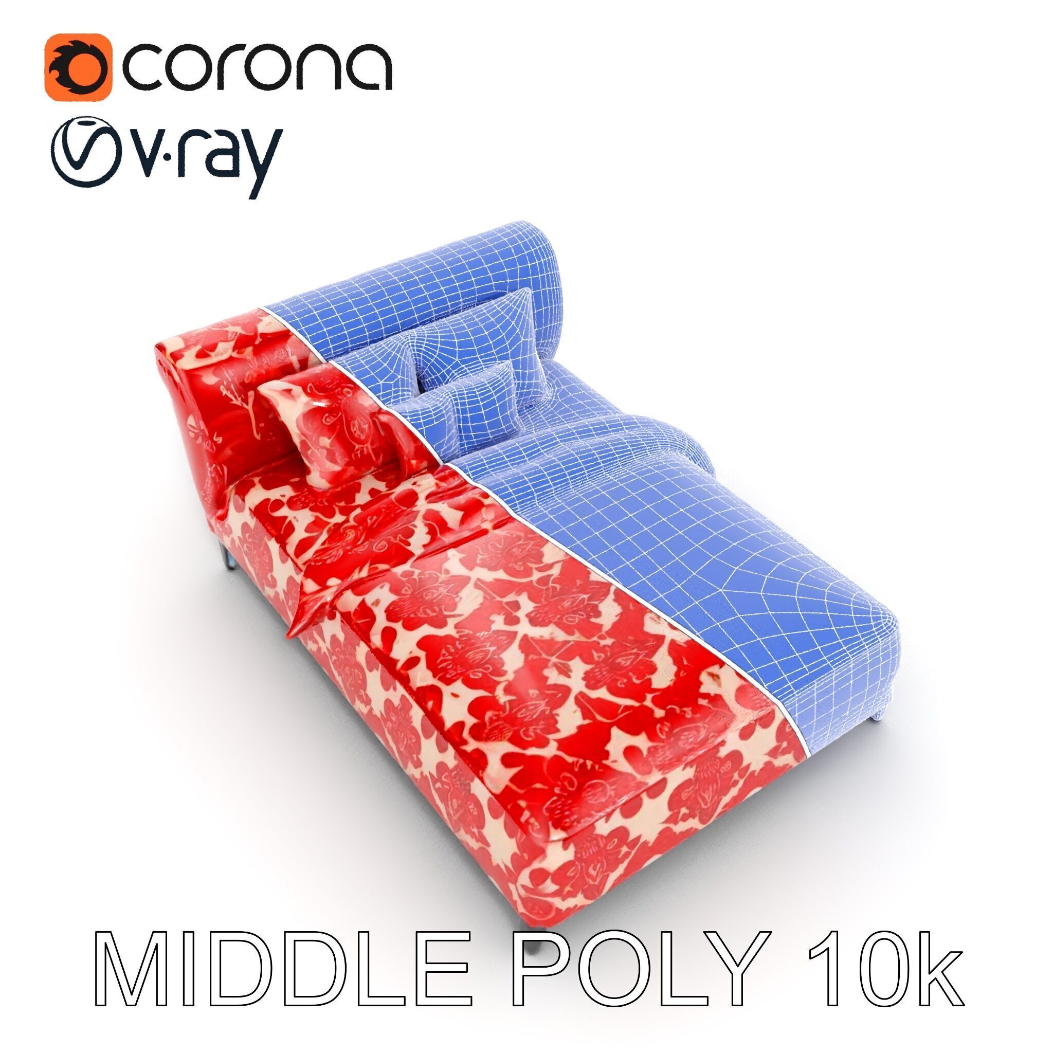 Elegant Chaise Lounge with Cushion Model Pack Low-poly 3D model_16