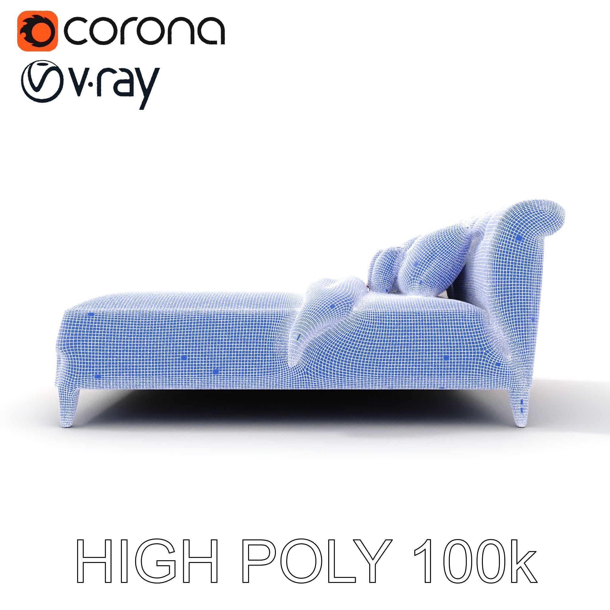 Elegant Chaise Lounge with Cushion Model Pack Low-poly 3D model_21