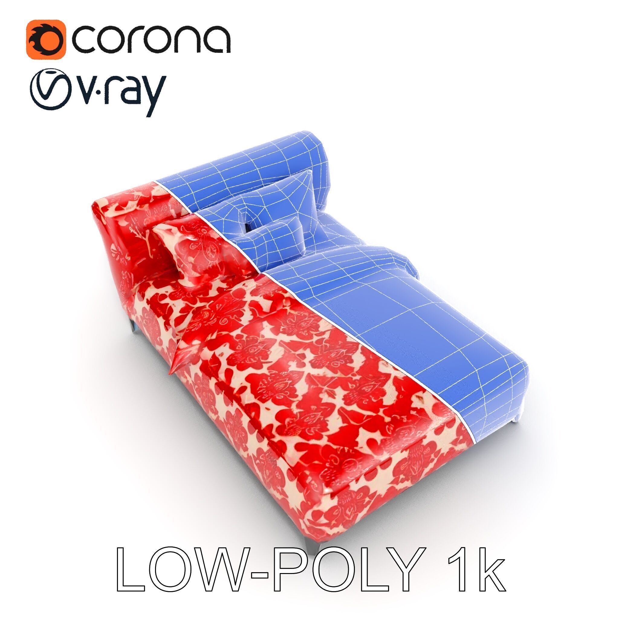 Elegant Chaise Lounge with Cushion Model Pack Low-poly 3D model_23