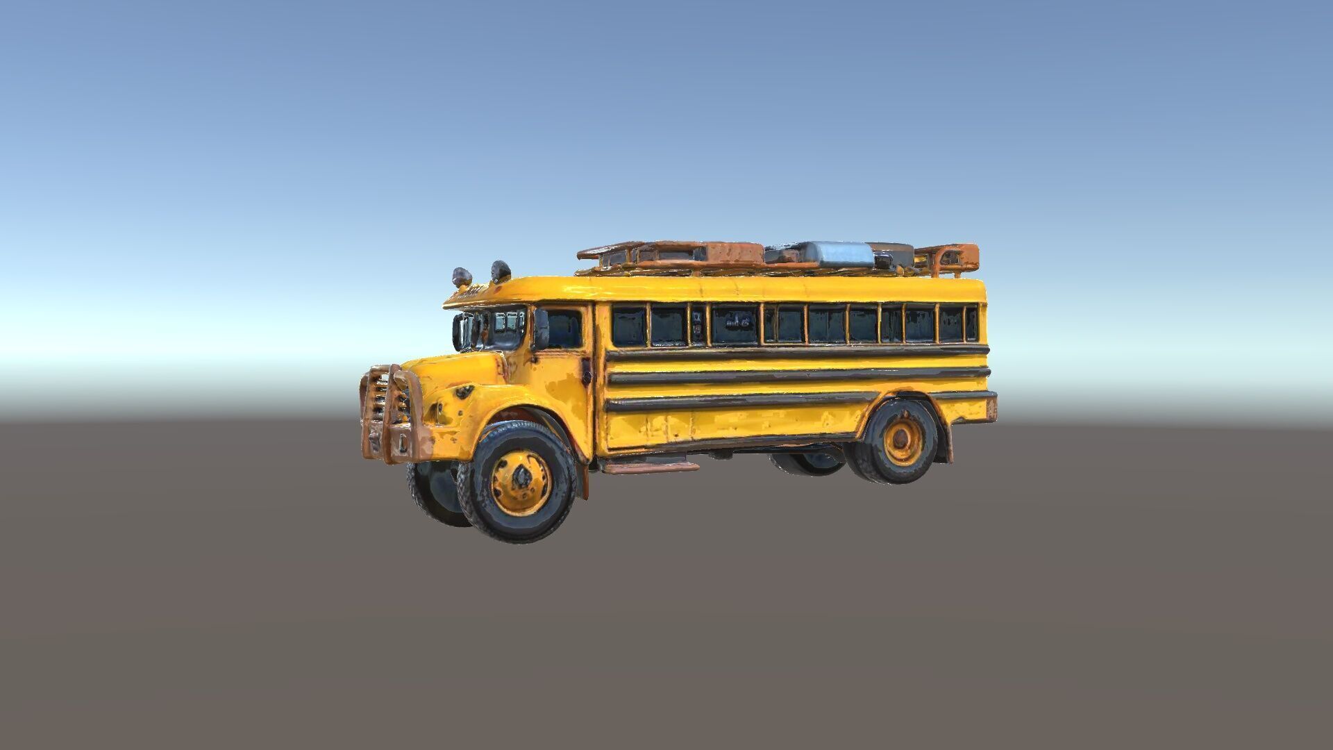 Vintage School Bus Model Pack with Accessories Low-poly 3D model_35