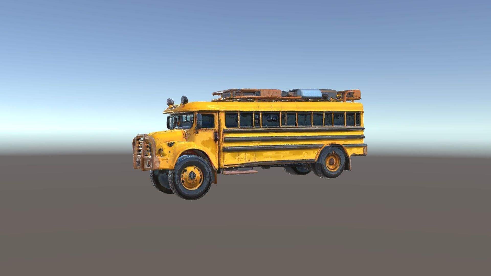 Vintage School Bus Model Pack with Accessories Low-poly 3D model_34