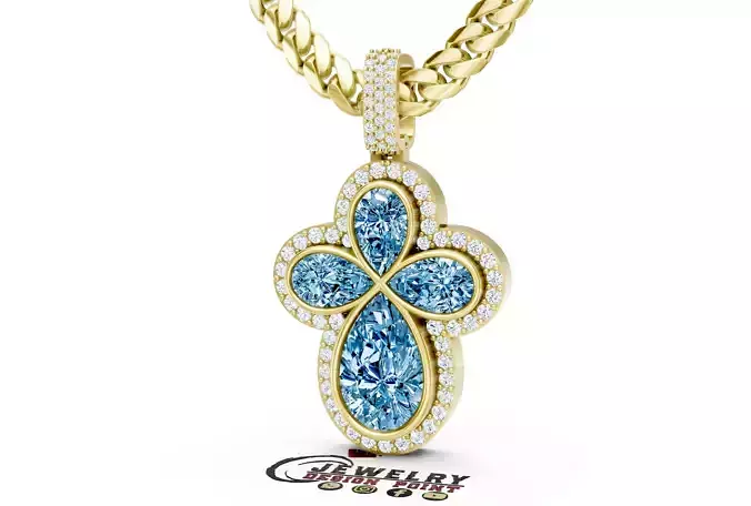 Custom Cross Pear Diamond Pendant - Cross Necklace